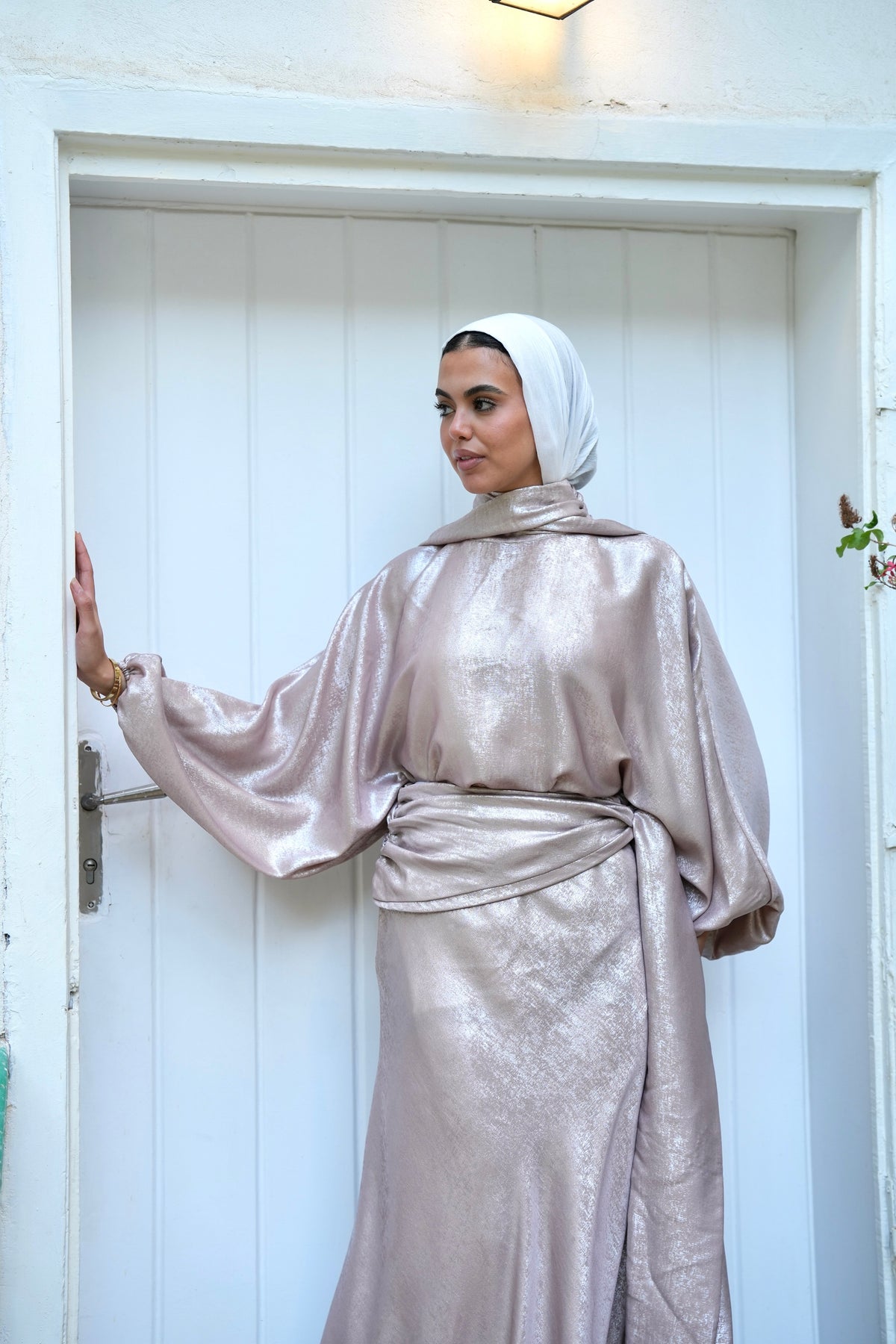 Naya Shimmer Wrap Set in Rose