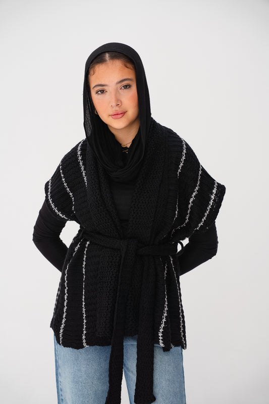 Silver Threads Knit Vest in Black