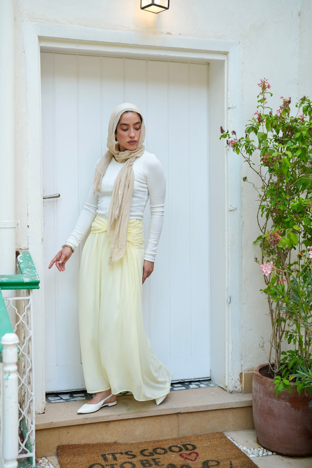 Ruby Twisted Skirt in Butter yellow