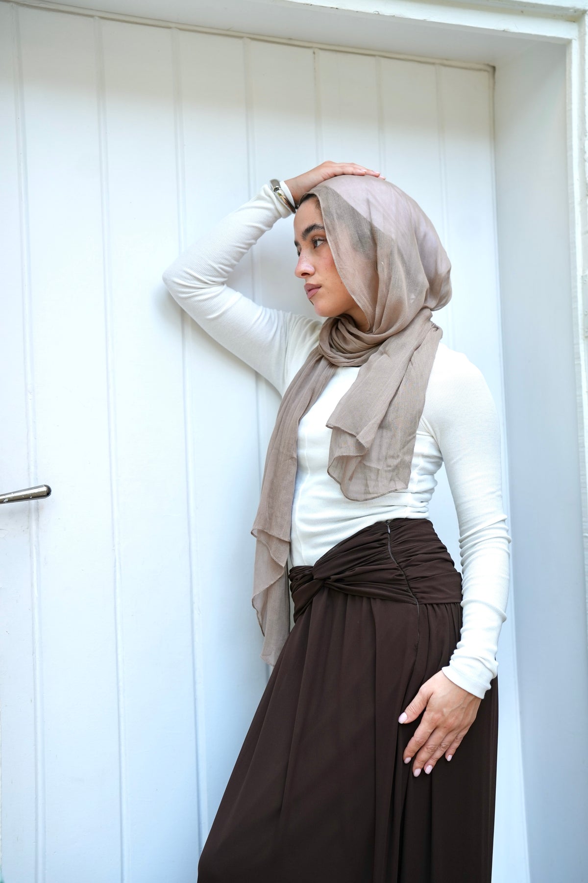 Ruby Twisted Skirt in Brown
