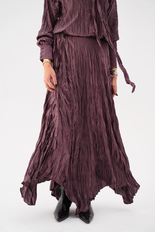 Anne Crushed skirt in Mauve wine