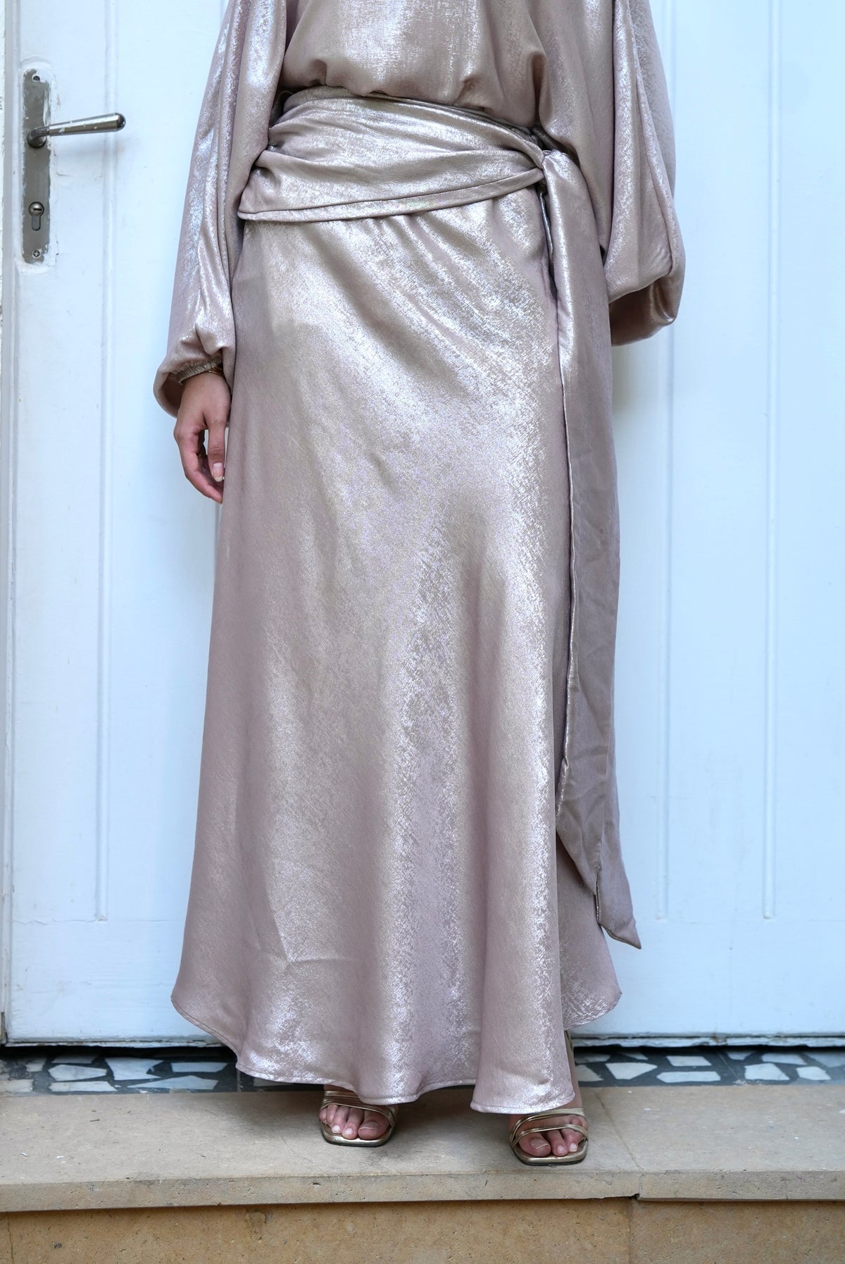 Naya Shimmer Wrap Set in Rose