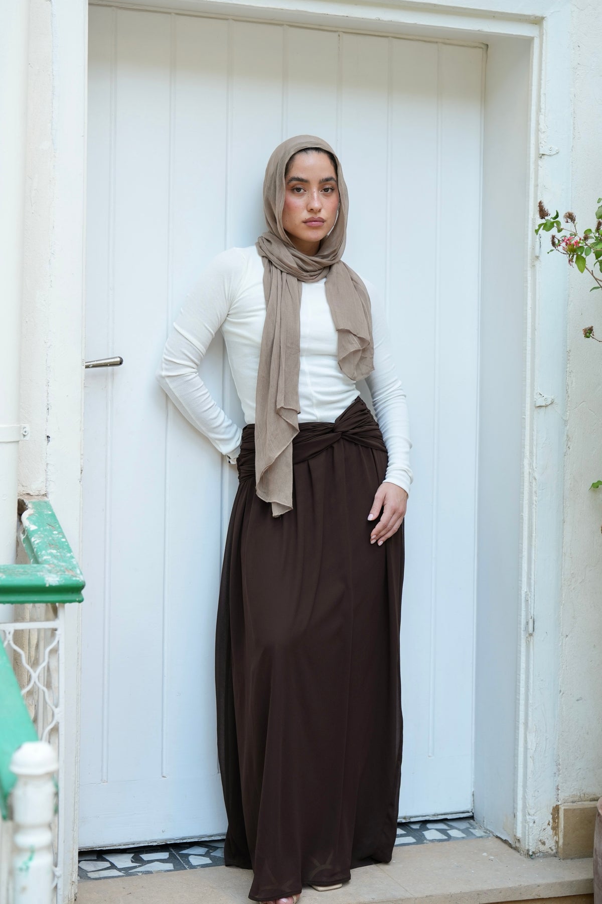 Ruby Twisted Skirt in Brown