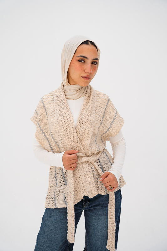 Silver Threads Knit Vest in Off white
