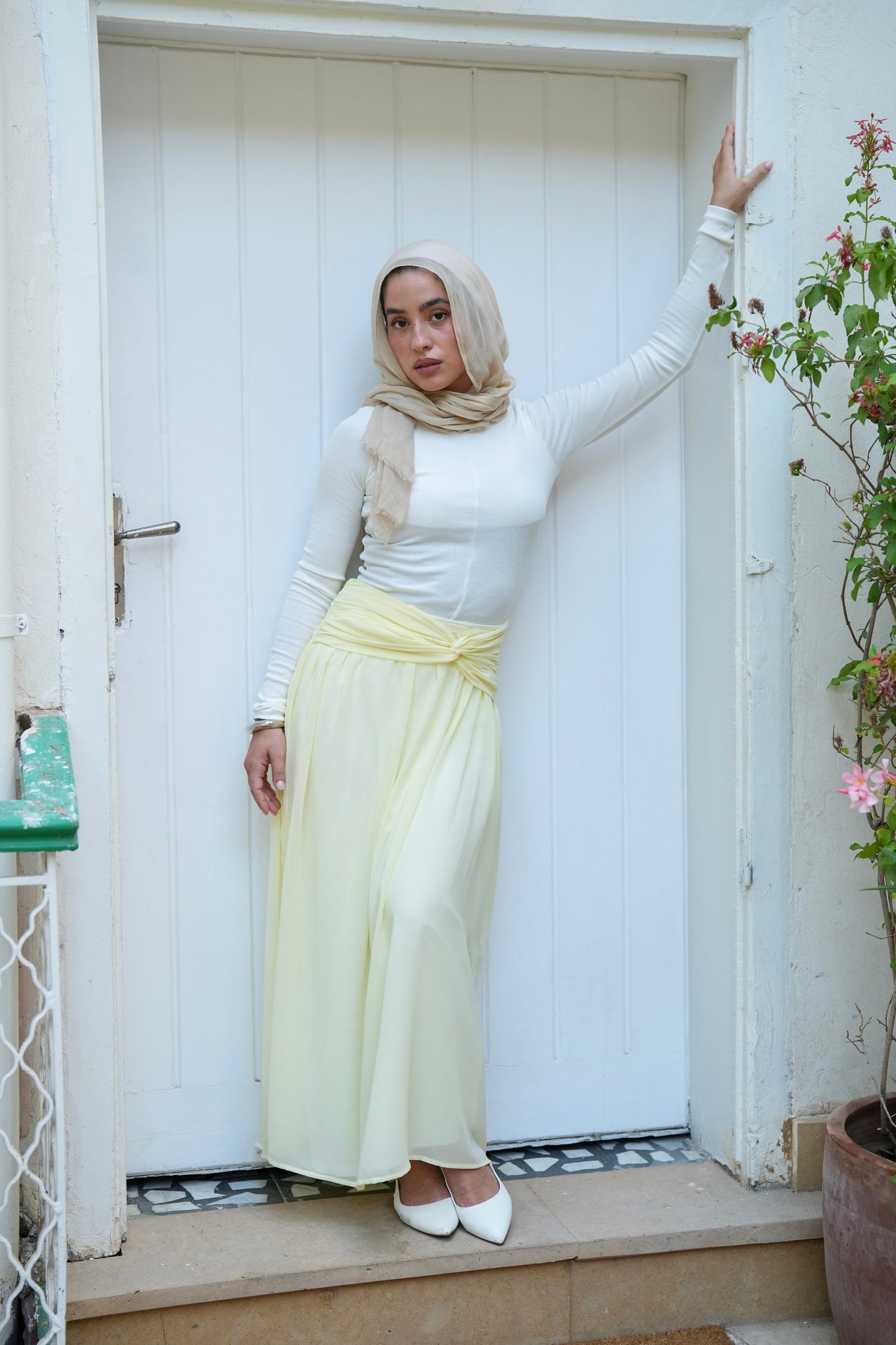 Ruby Twisted Skirt in Butter yellow