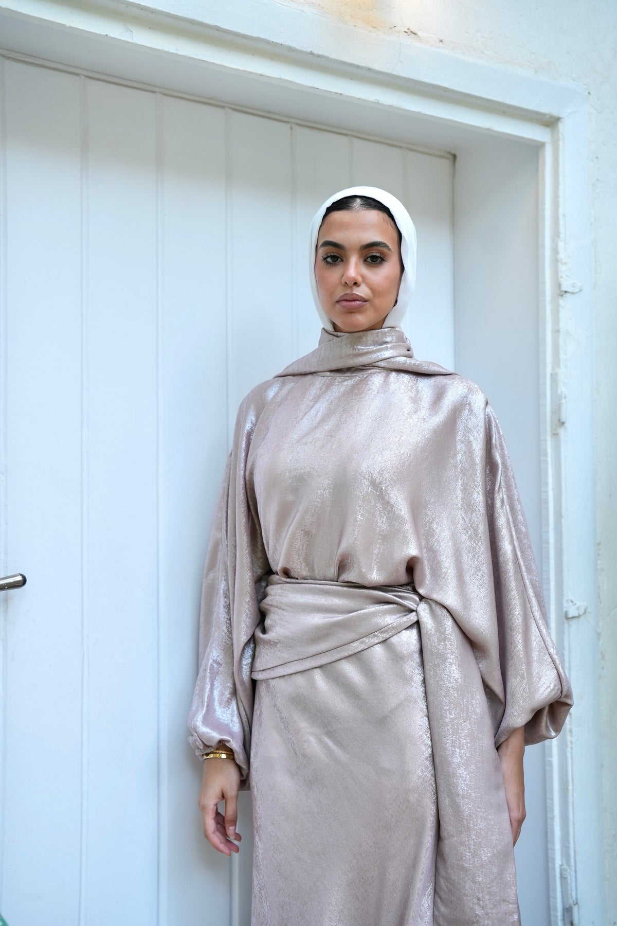 Naya Shimmer Wrap Set in Rose