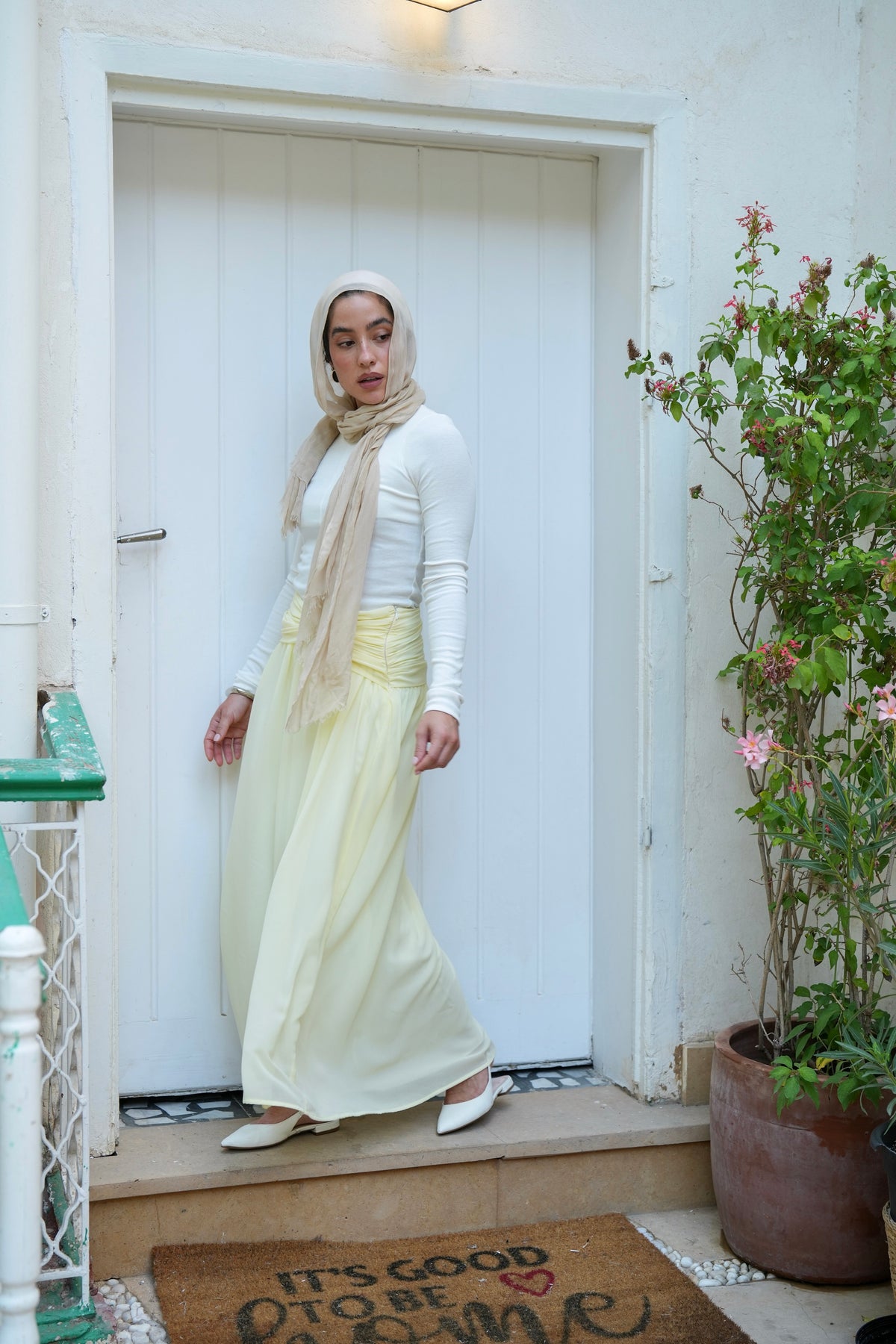Ruby Twisted Skirt in Butter yellow