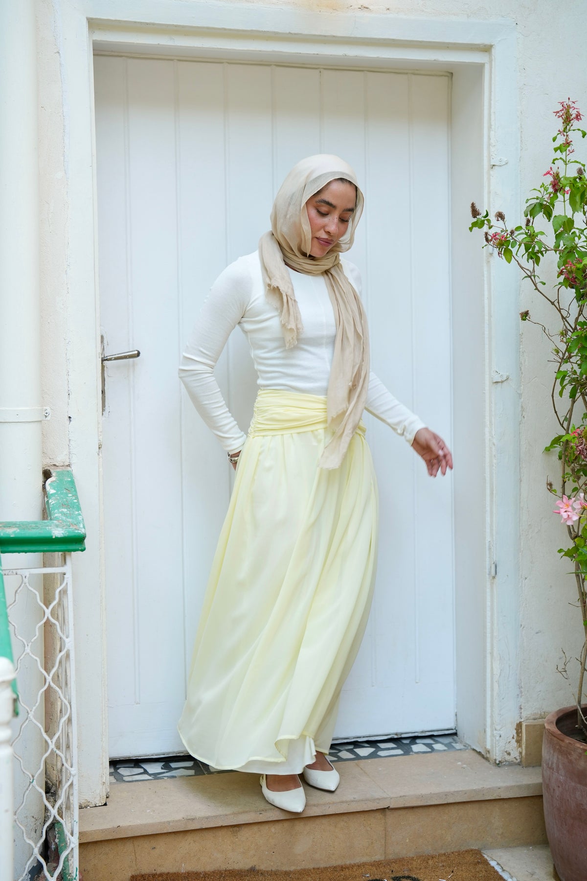 Ruby Twisted Skirt in Butter yellow