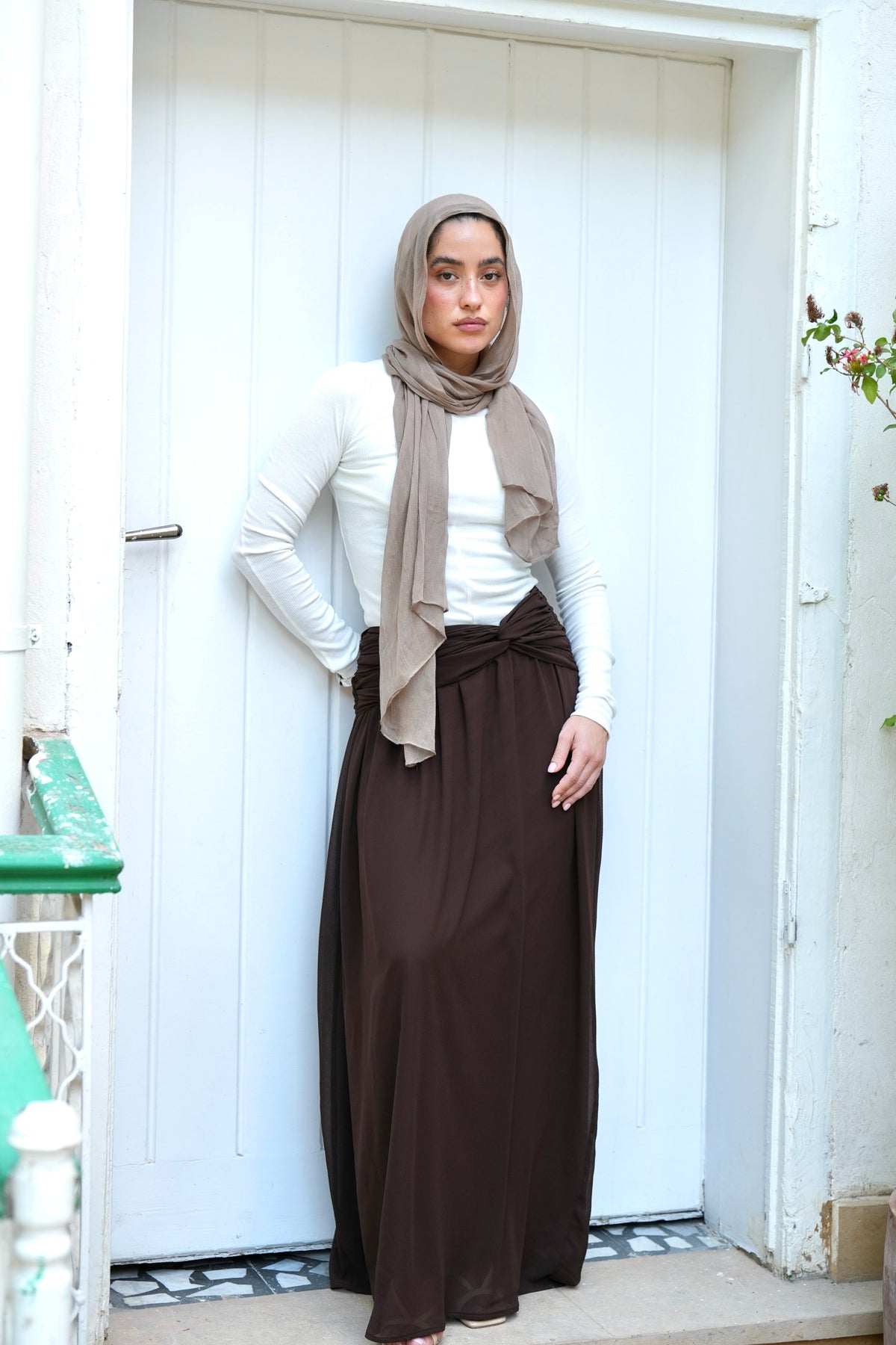 Ruby Twisted Skirt in Brown