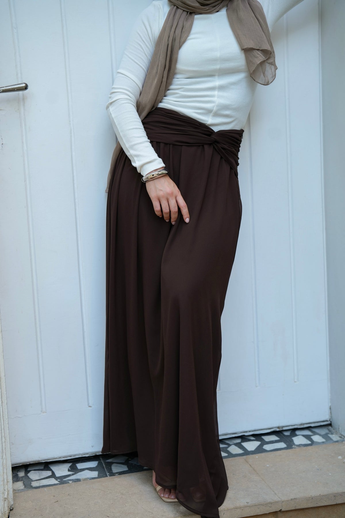 Ruby Twisted Skirt in Brown