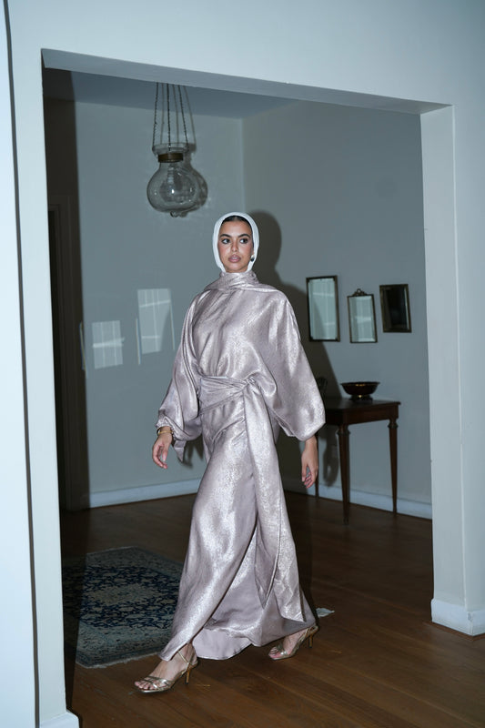 Naya Shimmer Wrap Set in Rose