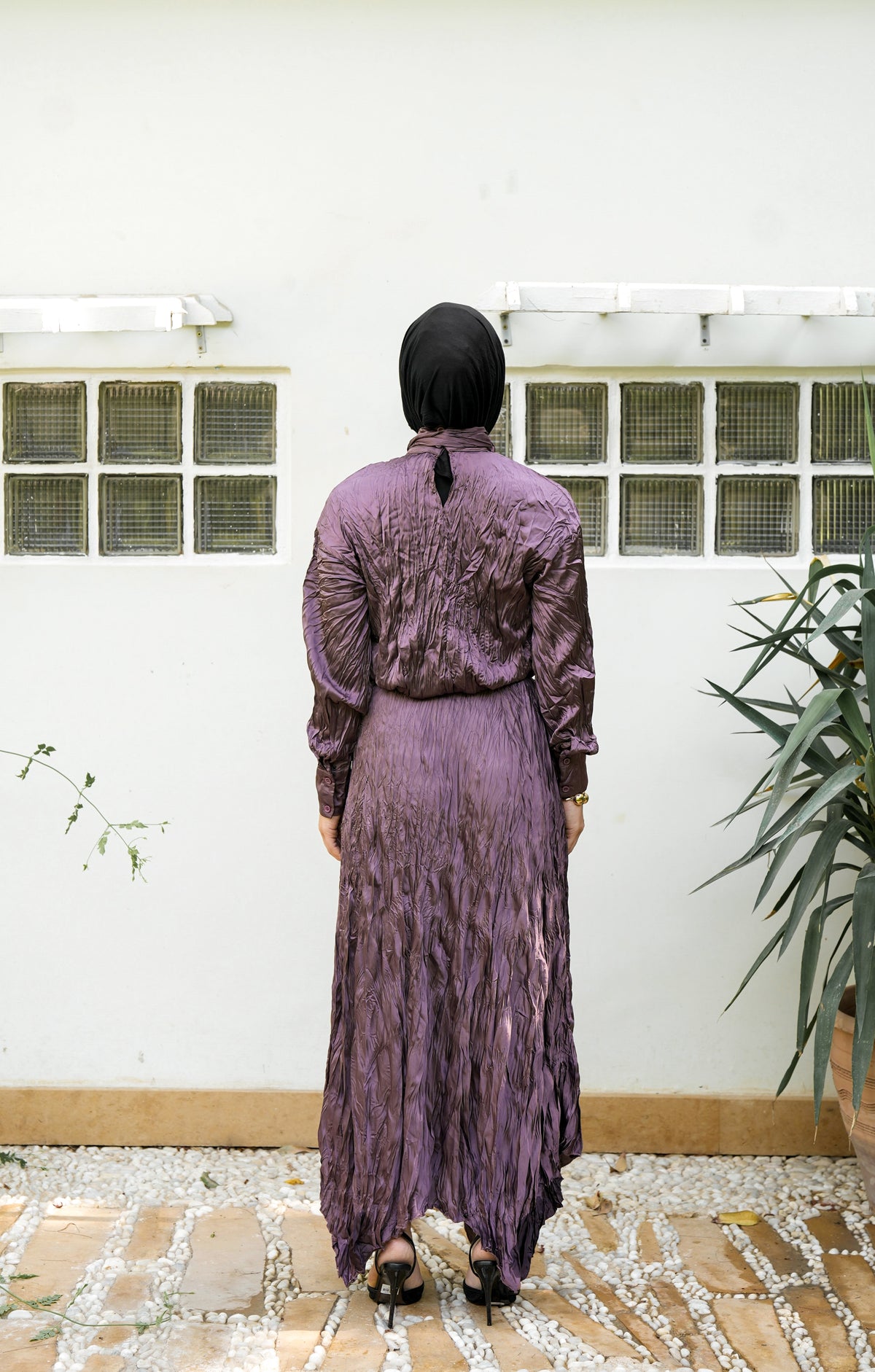 Anne Crushed skirt in Mauve wine