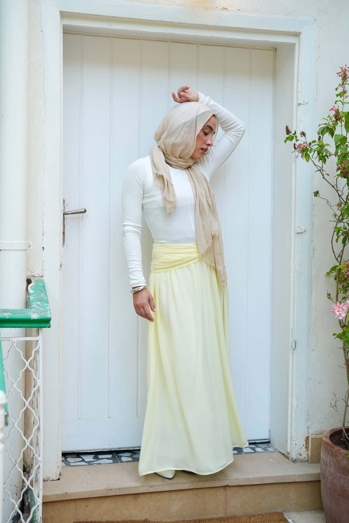 Ruby Twisted Skirt in Butter yellow