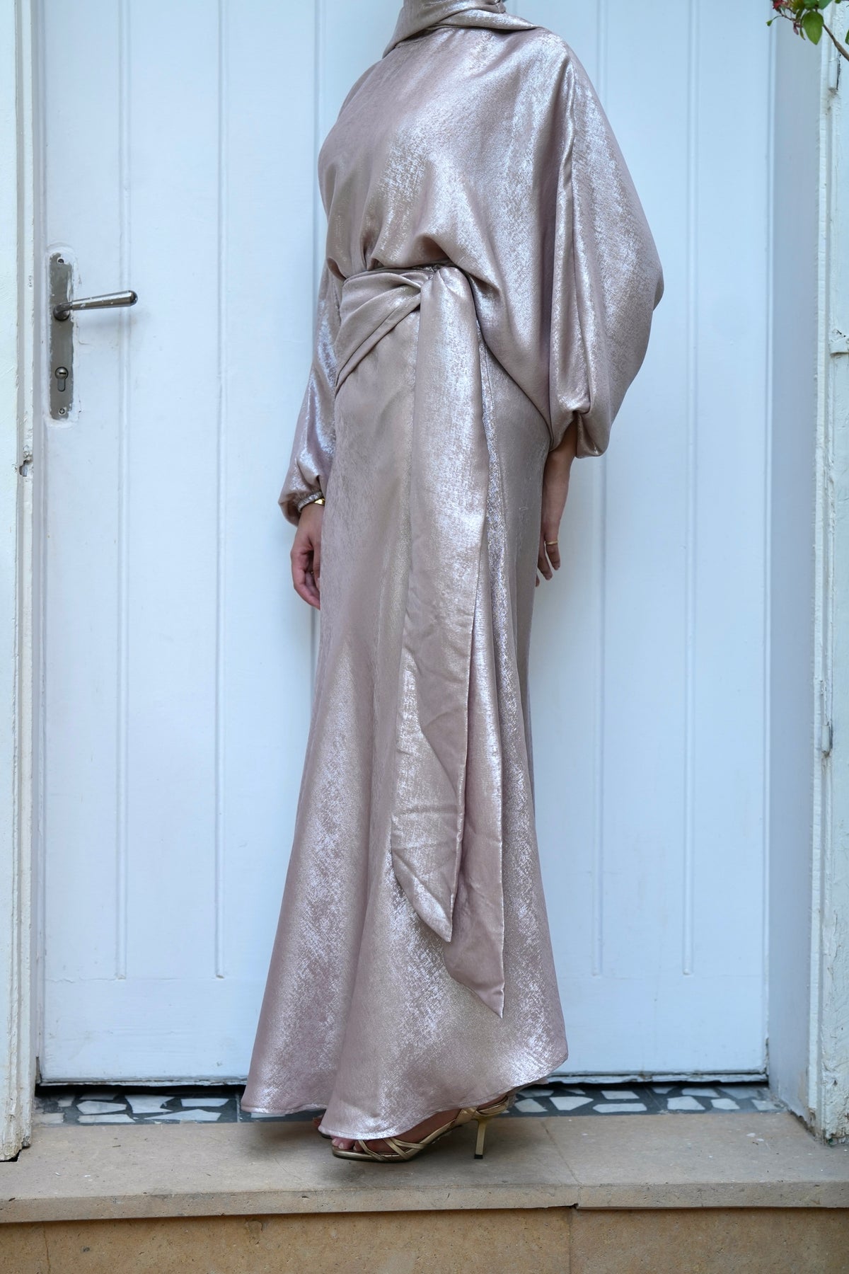 Naya Shimmer Wrap Set in Rose