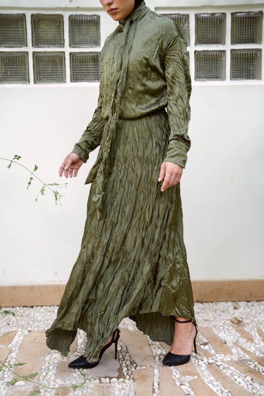 Anne Crushed skirt in Olive