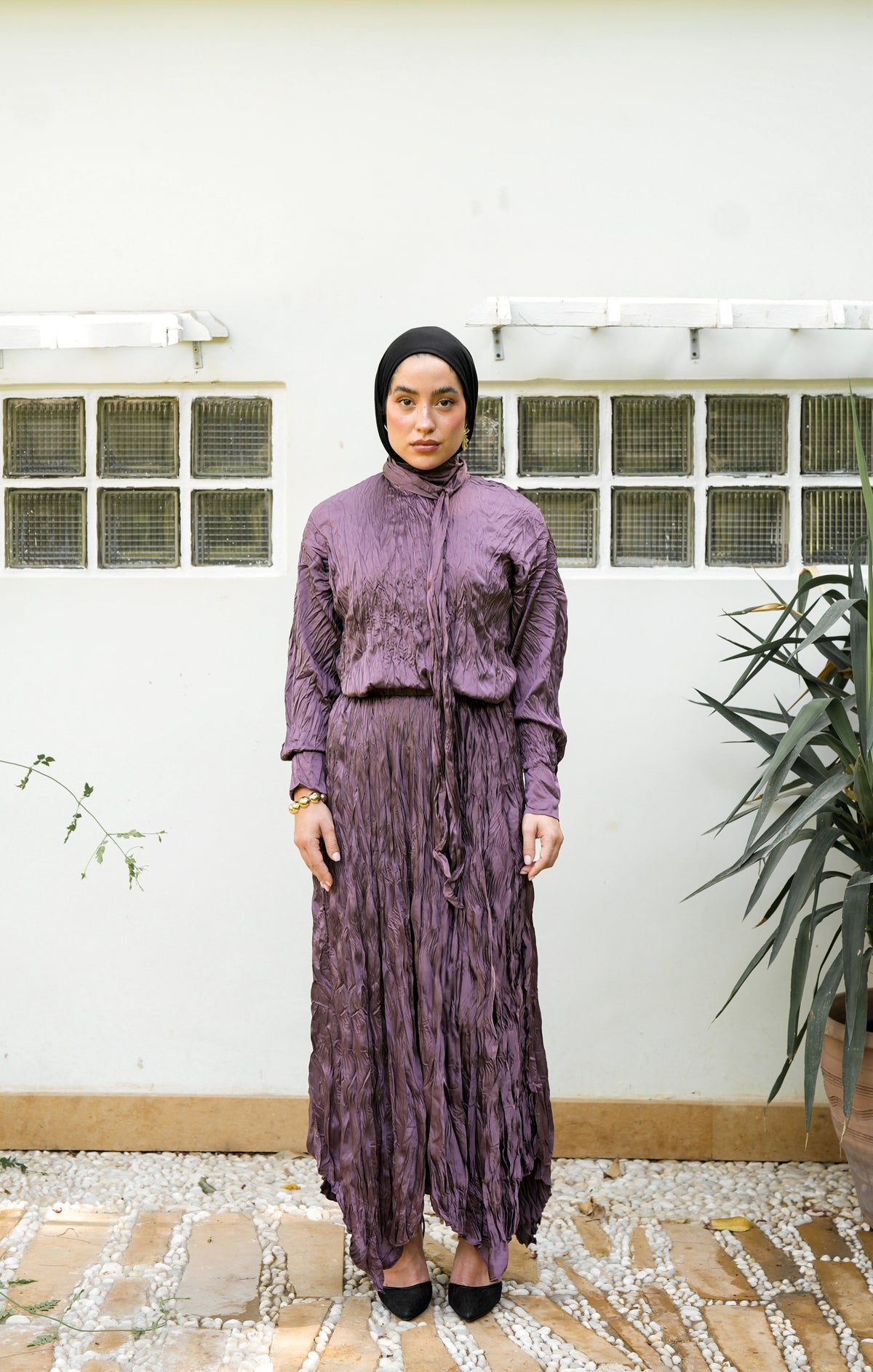 Anne Crushed skirt in Mauve wine