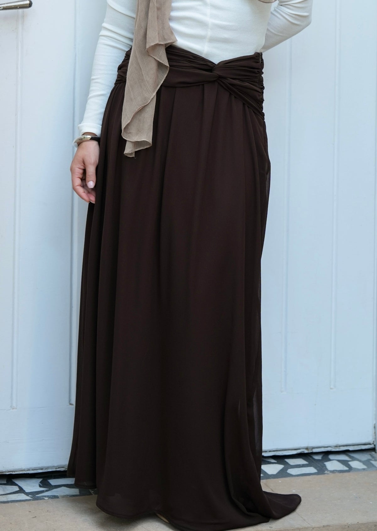 Ruby Twisted Skirt in Brown