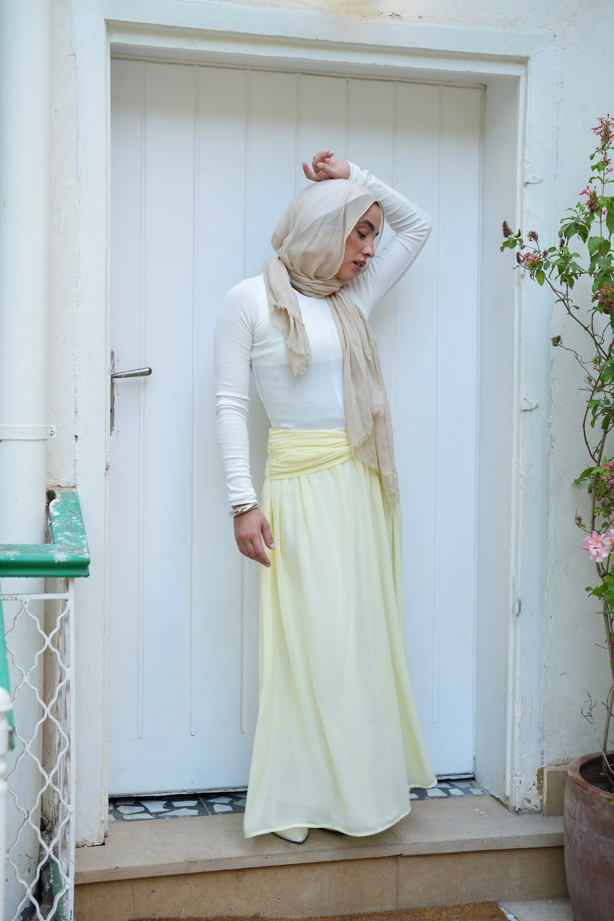 Ruby Twisted Skirt in Butter yellow