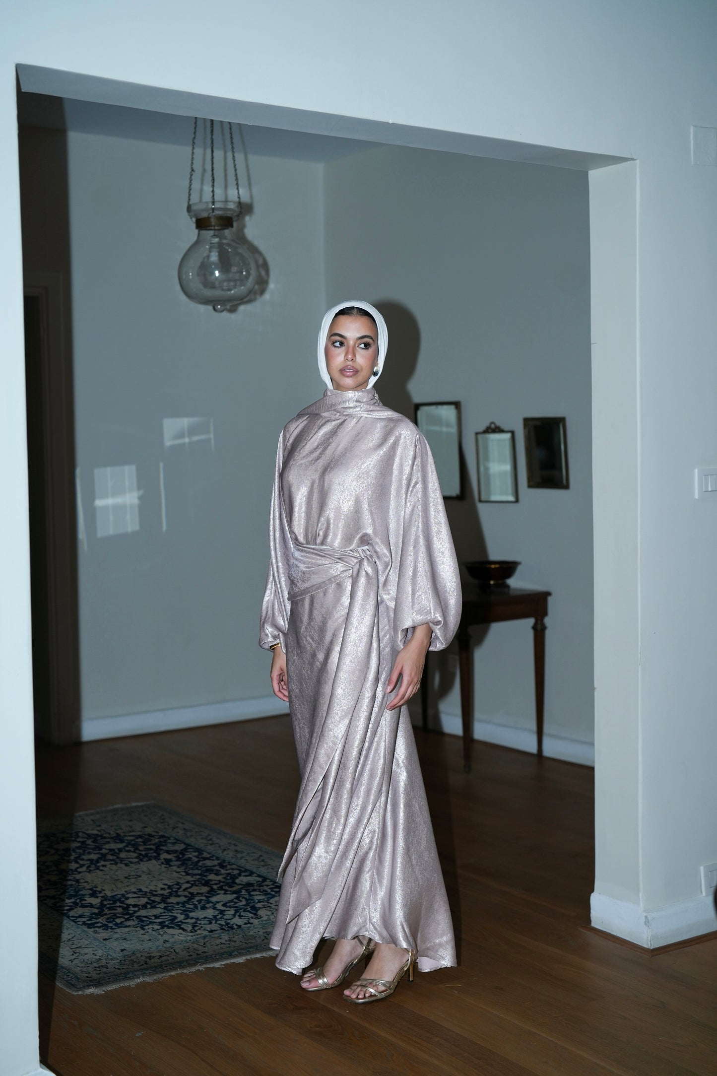 Naya Shimmer Wrap Set in Rose