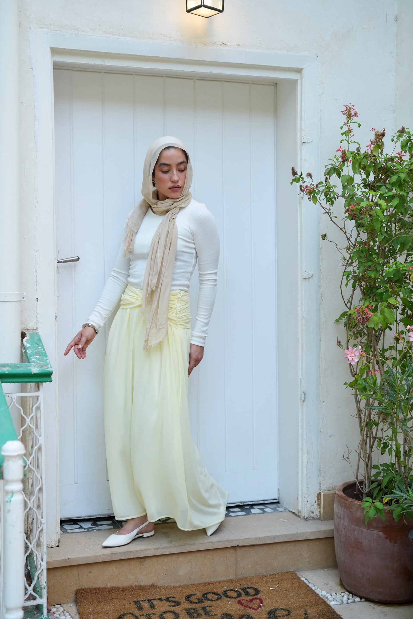 Ruby Twisted Skirt in Butter yellow