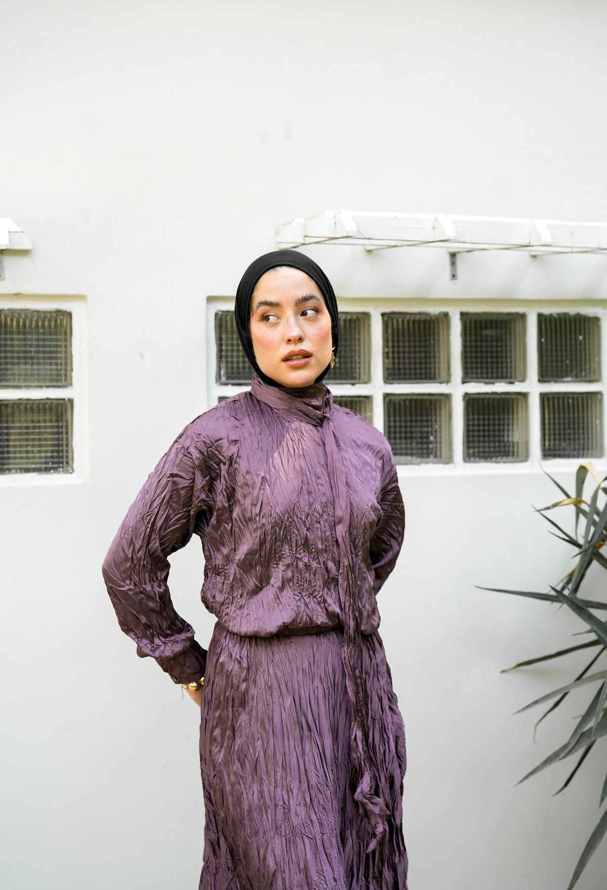 Anne Crushed skirt in Mauve wine