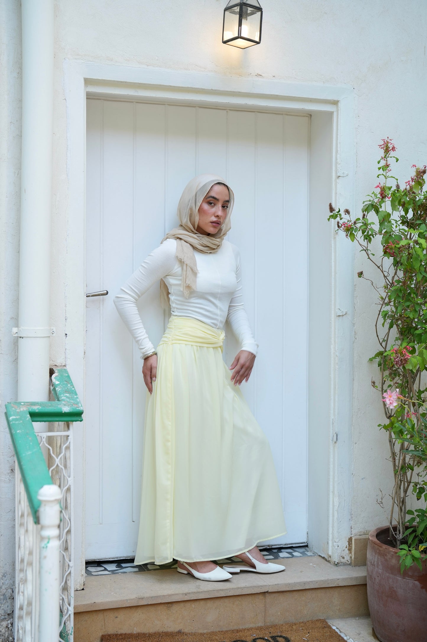 Ruby Twisted Skirt in Butter yellow