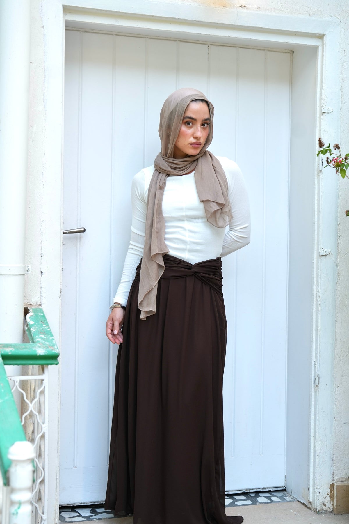 Ruby Twisted Skirt in Brown