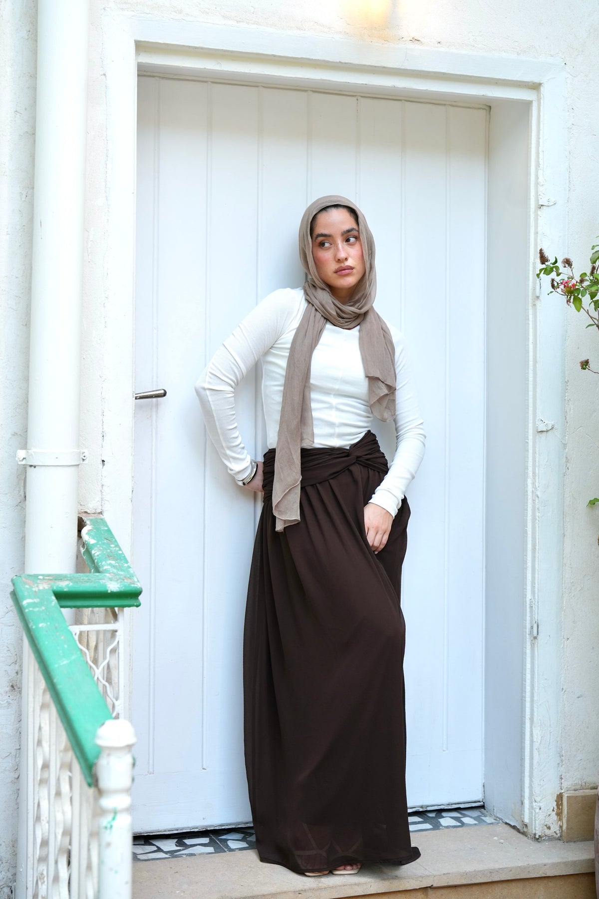 Ruby Twisted Skirt in Brown