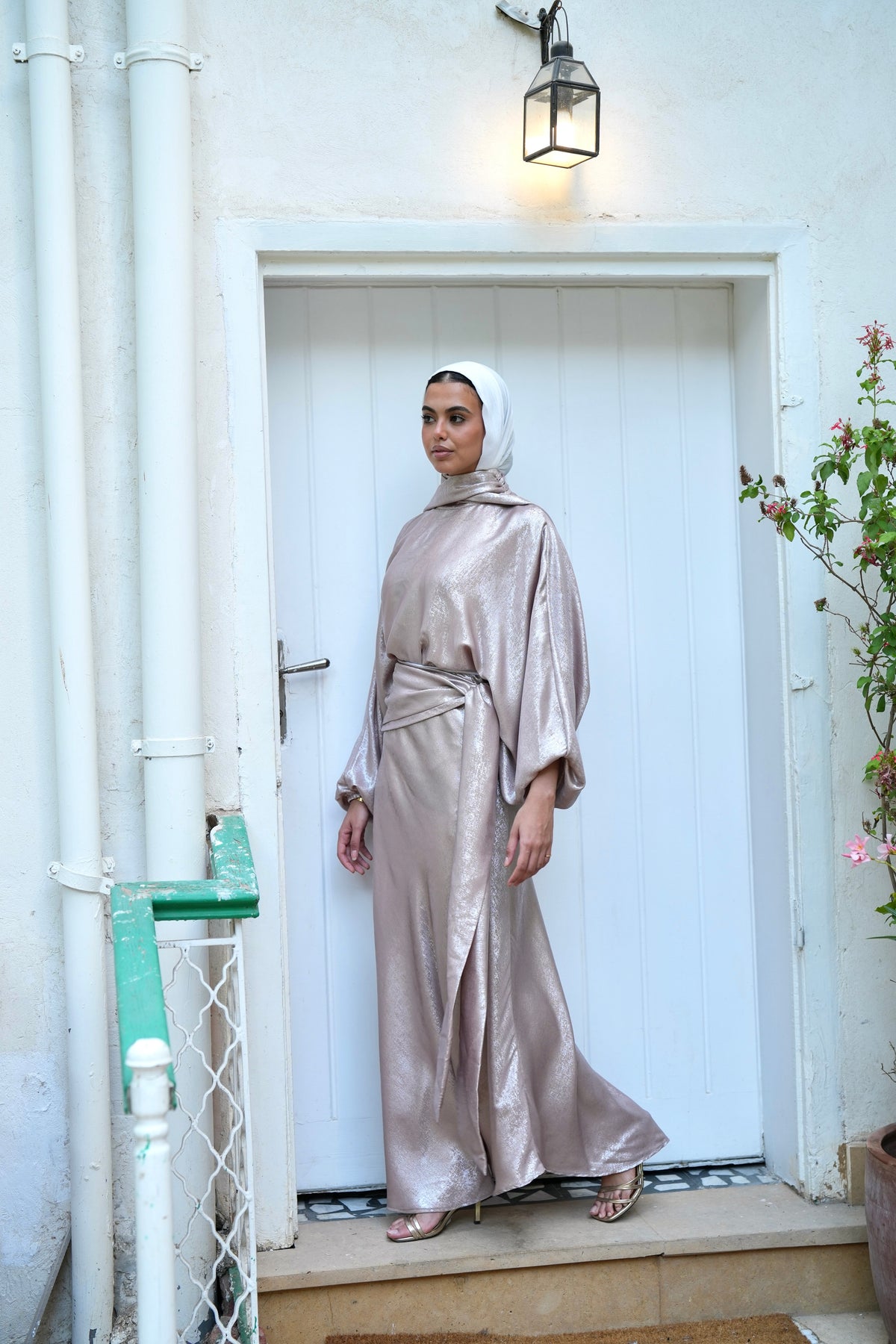 Naya Shimmer Wrap Set in Rose