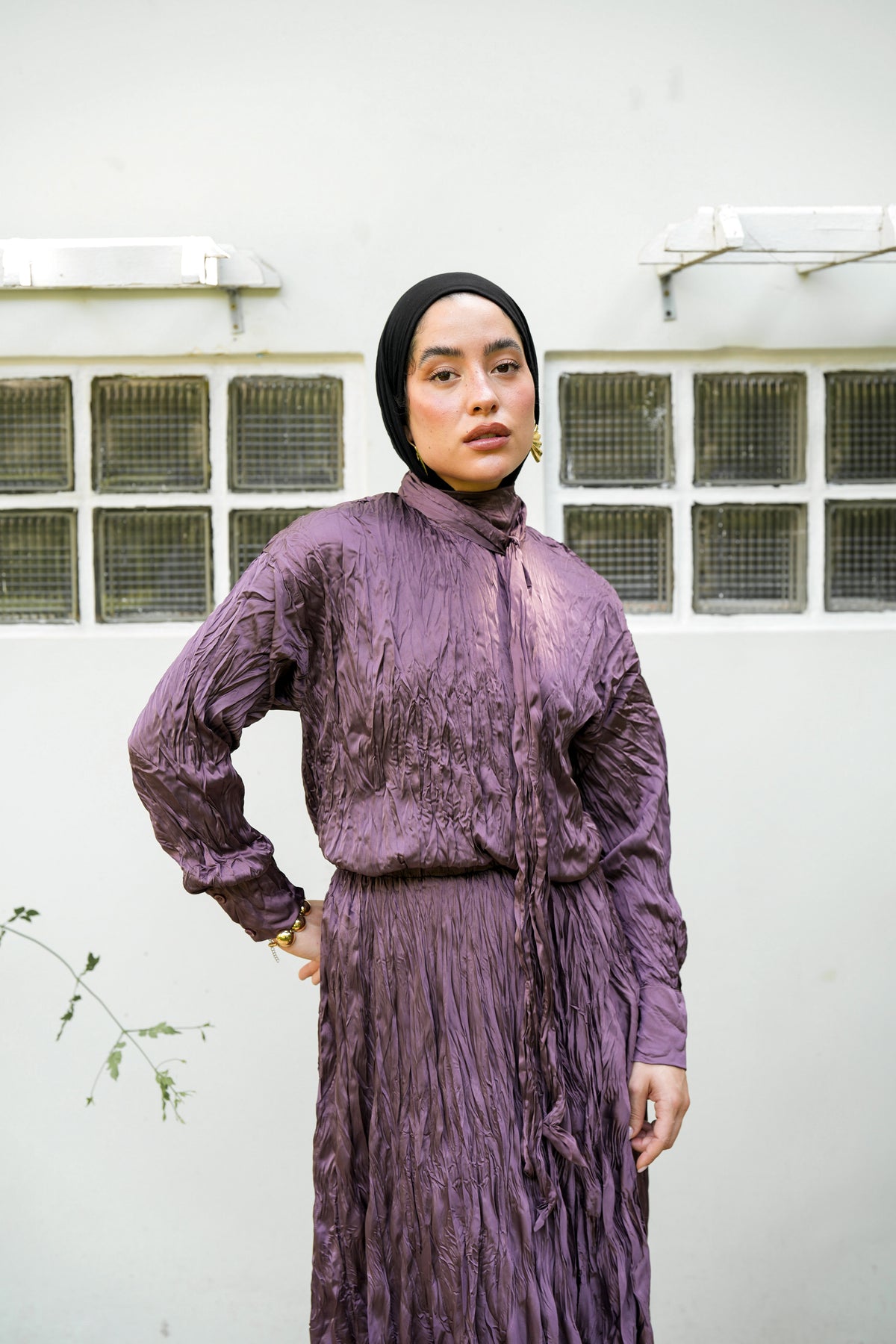 Anne Crushed skirt in Mauve wine