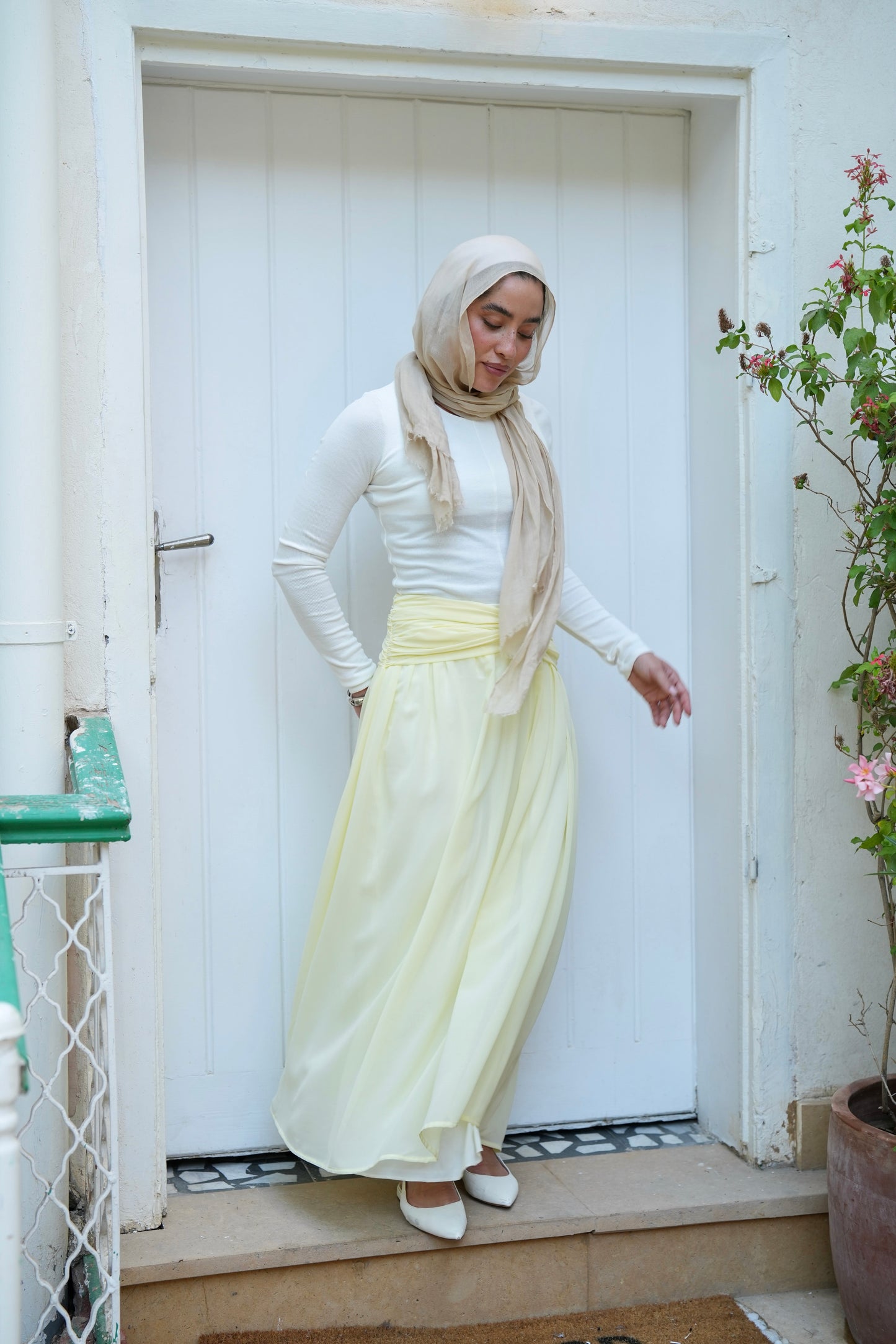 Ruby Twisted Skirt in Butter yellow
