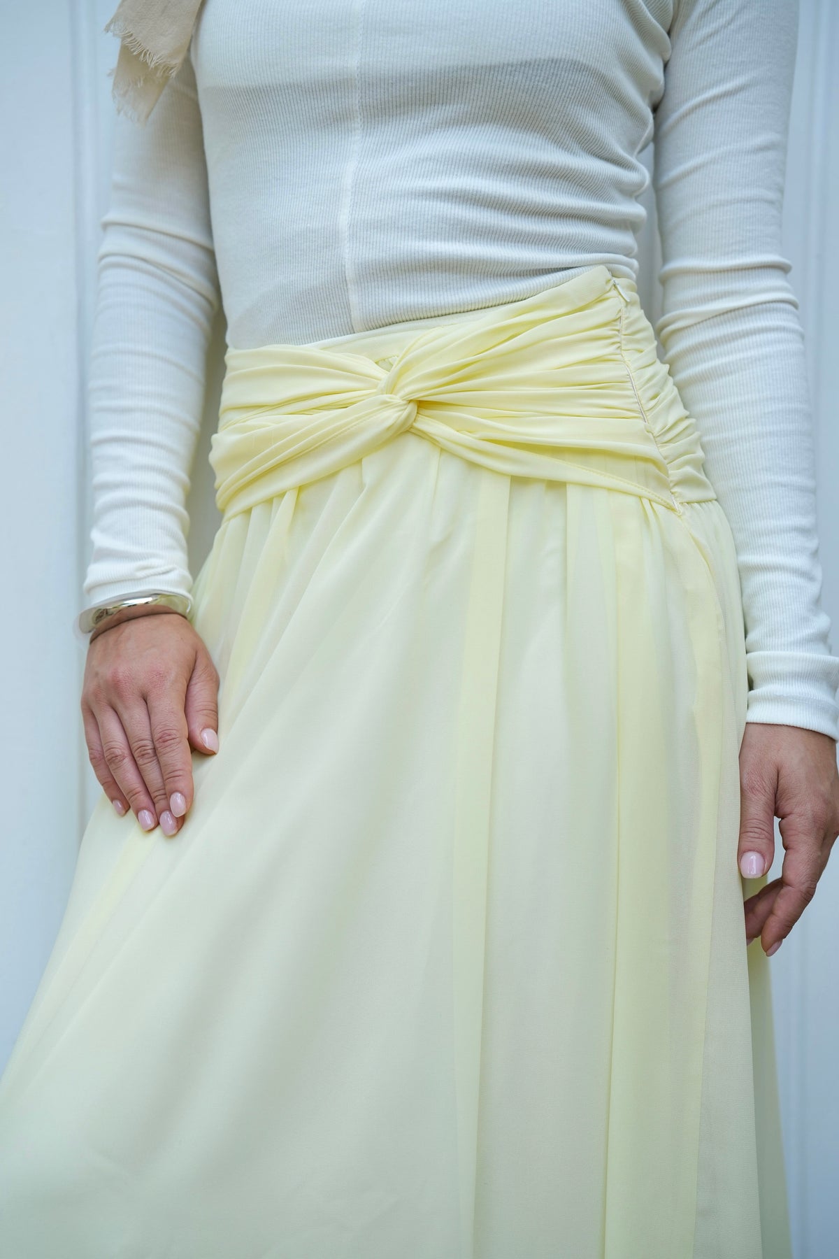 Ruby Twisted Skirt in Butter yellow