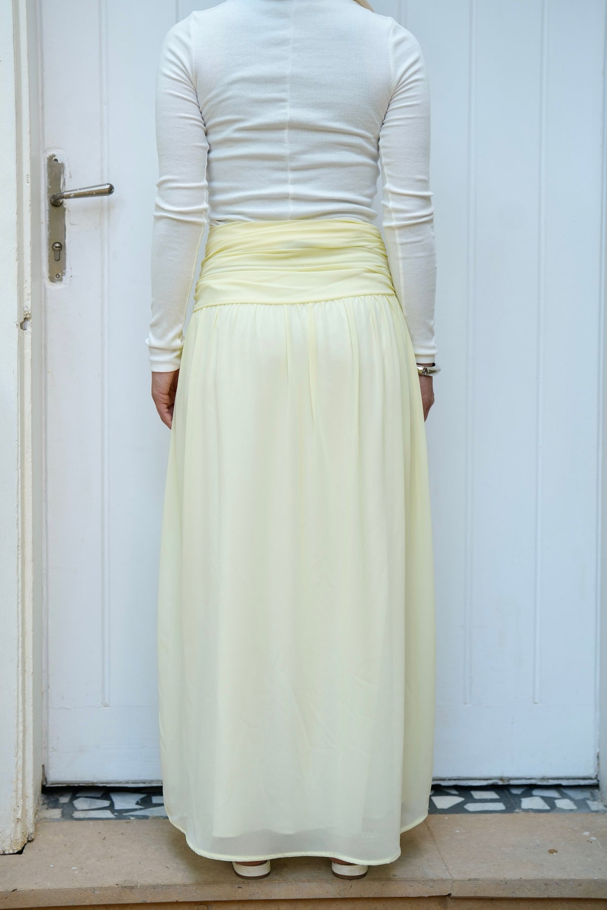 Ruby Twisted Skirt in Butter yellow