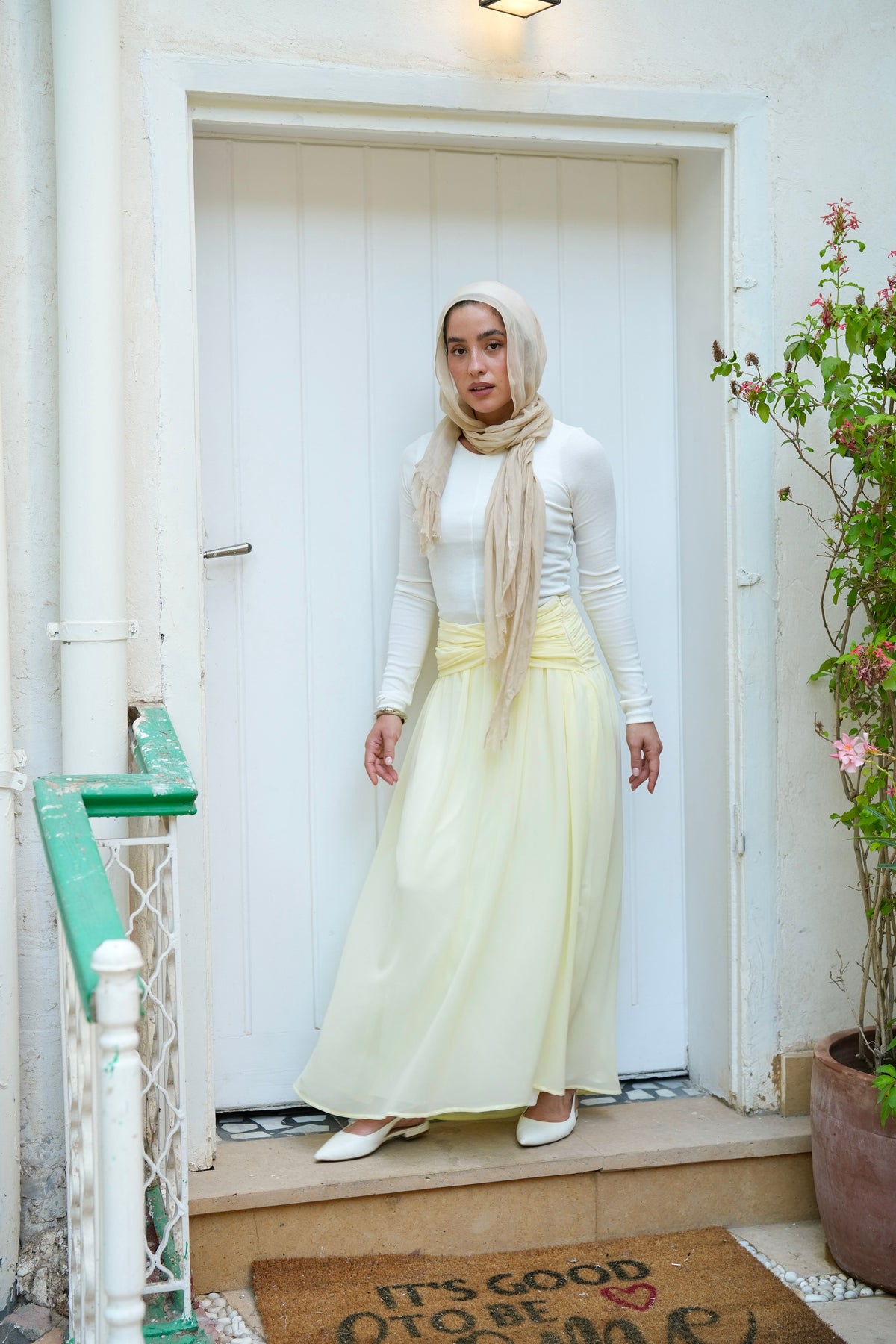 Ruby Twisted Skirt in Butter yellow