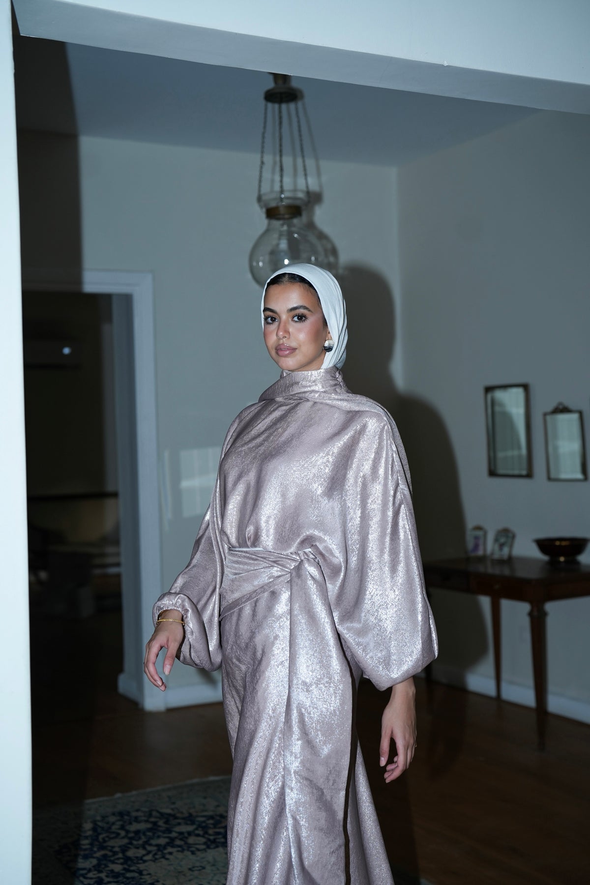Naya Shimmer Wrap Set in Rose
