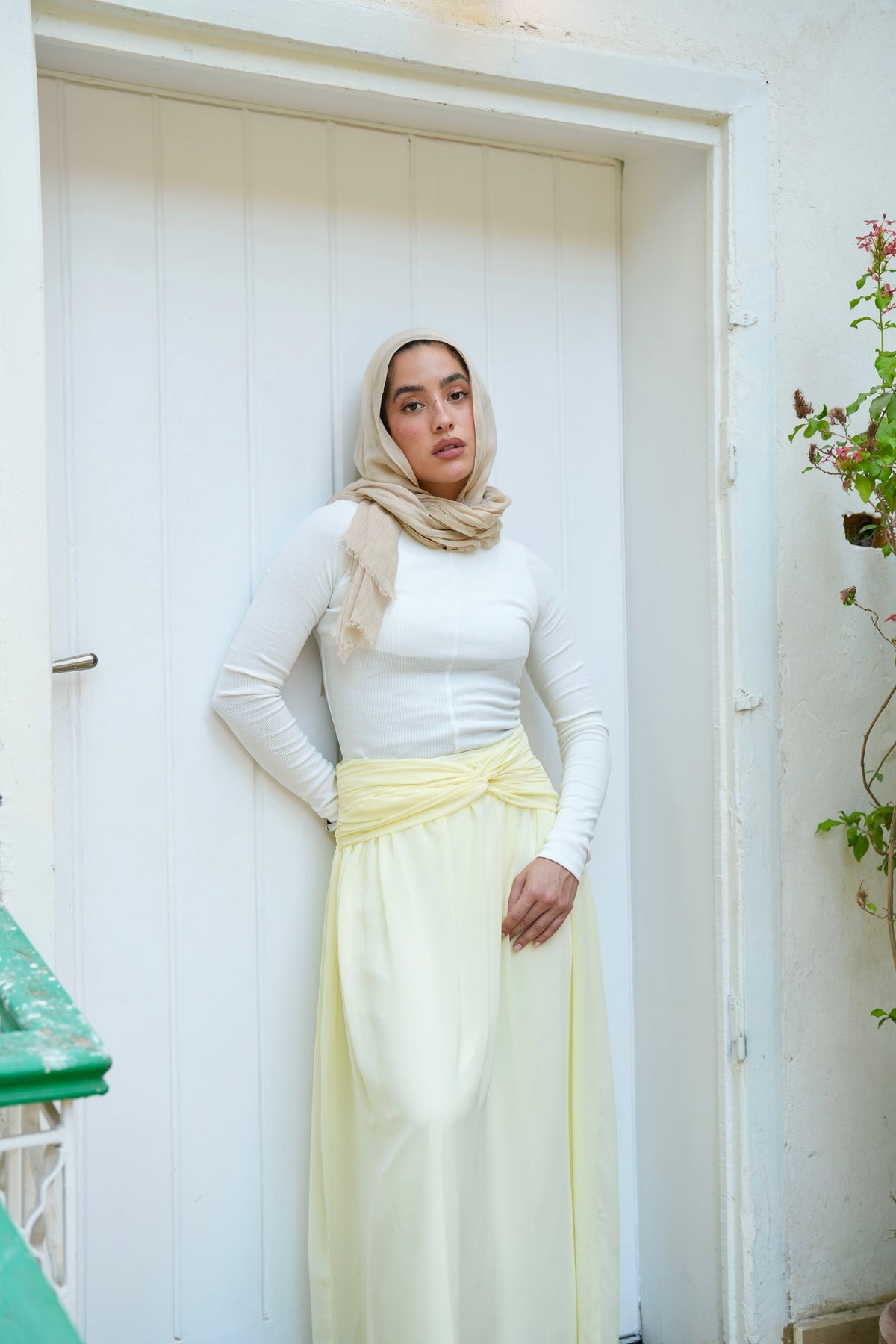 Ruby Twisted Skirt in Butter yellow