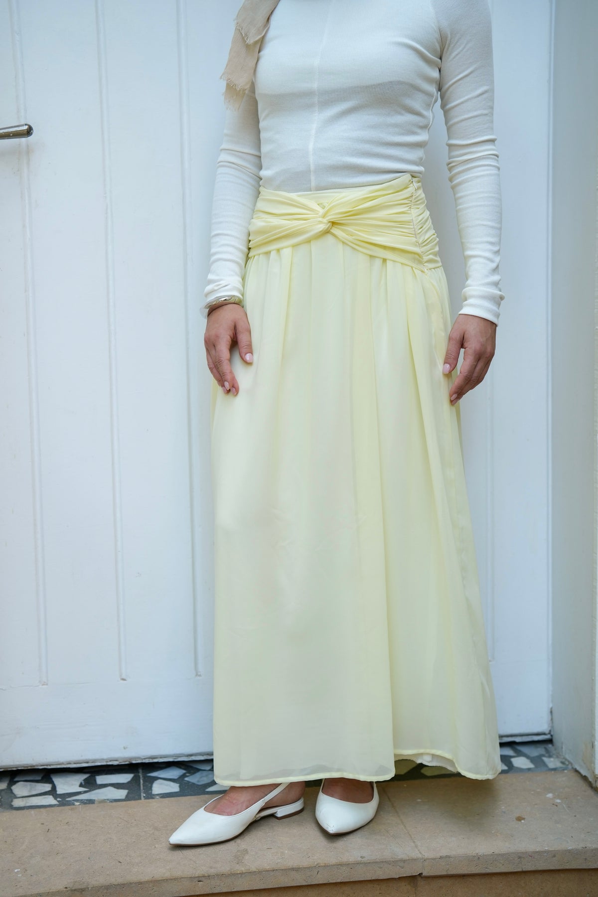 Ruby Twisted Skirt in Butter yellow