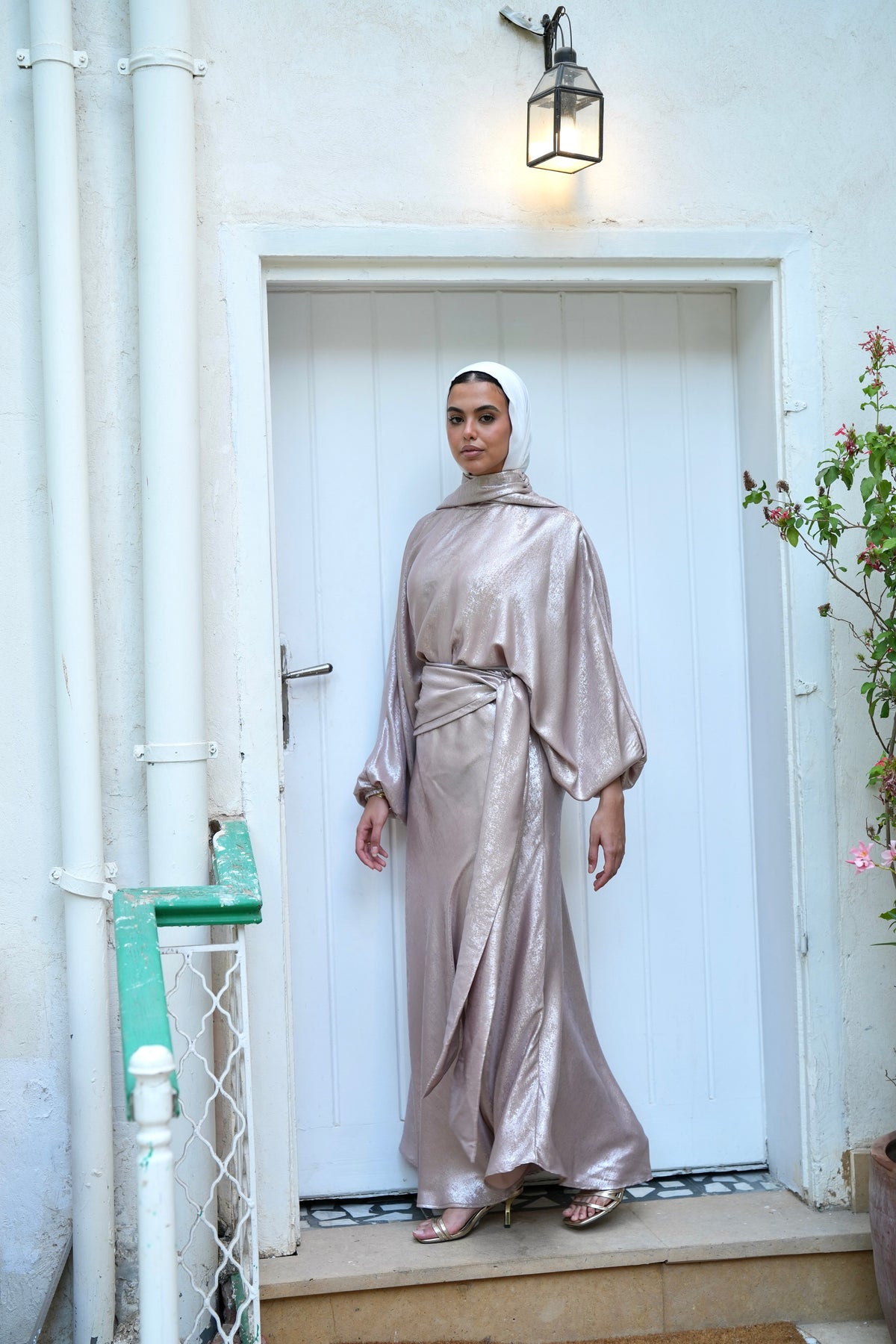 Naya Shimmer Wrap Set in Rose