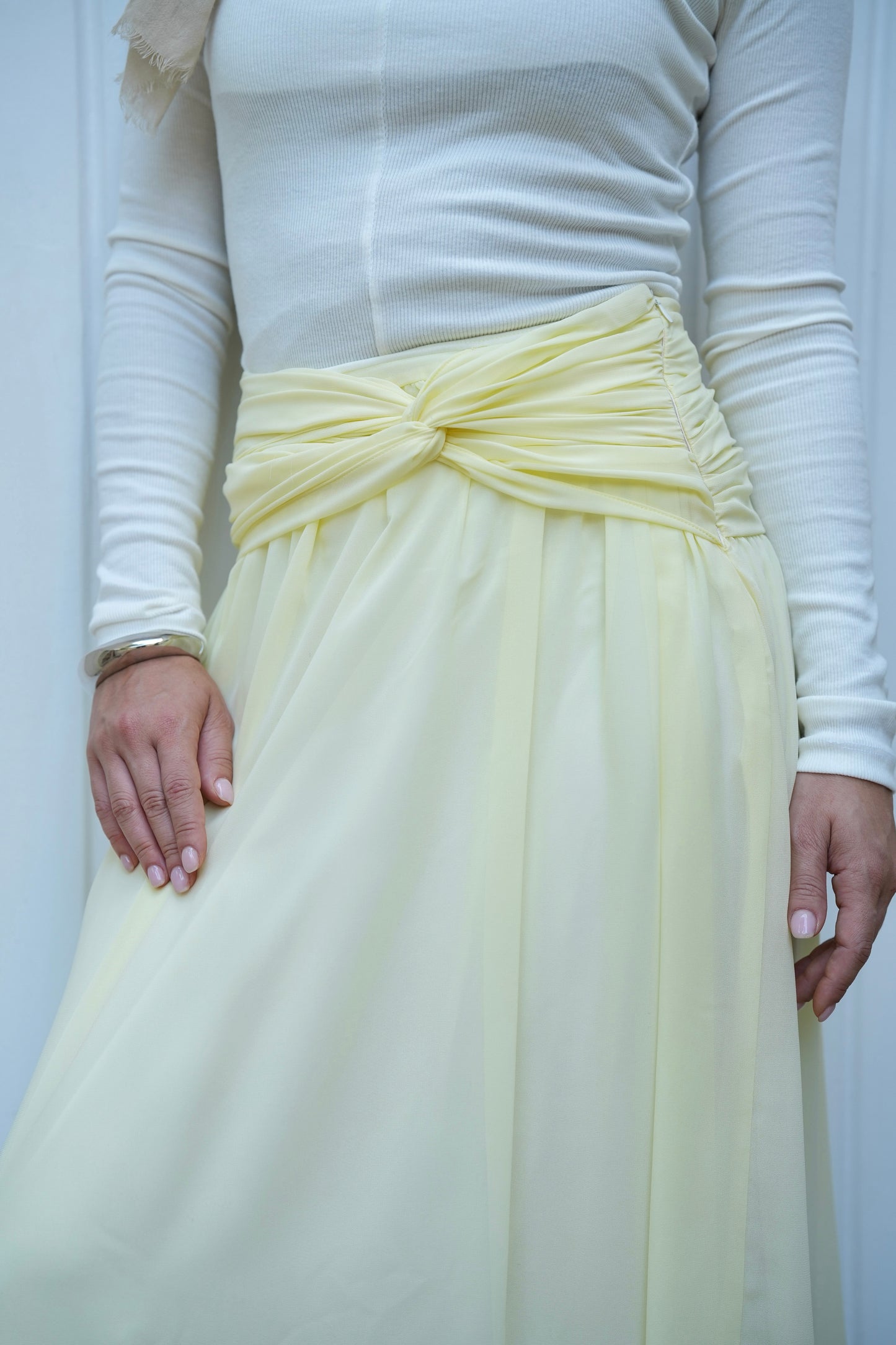 Ruby Twisted Skirt in Butter yellow