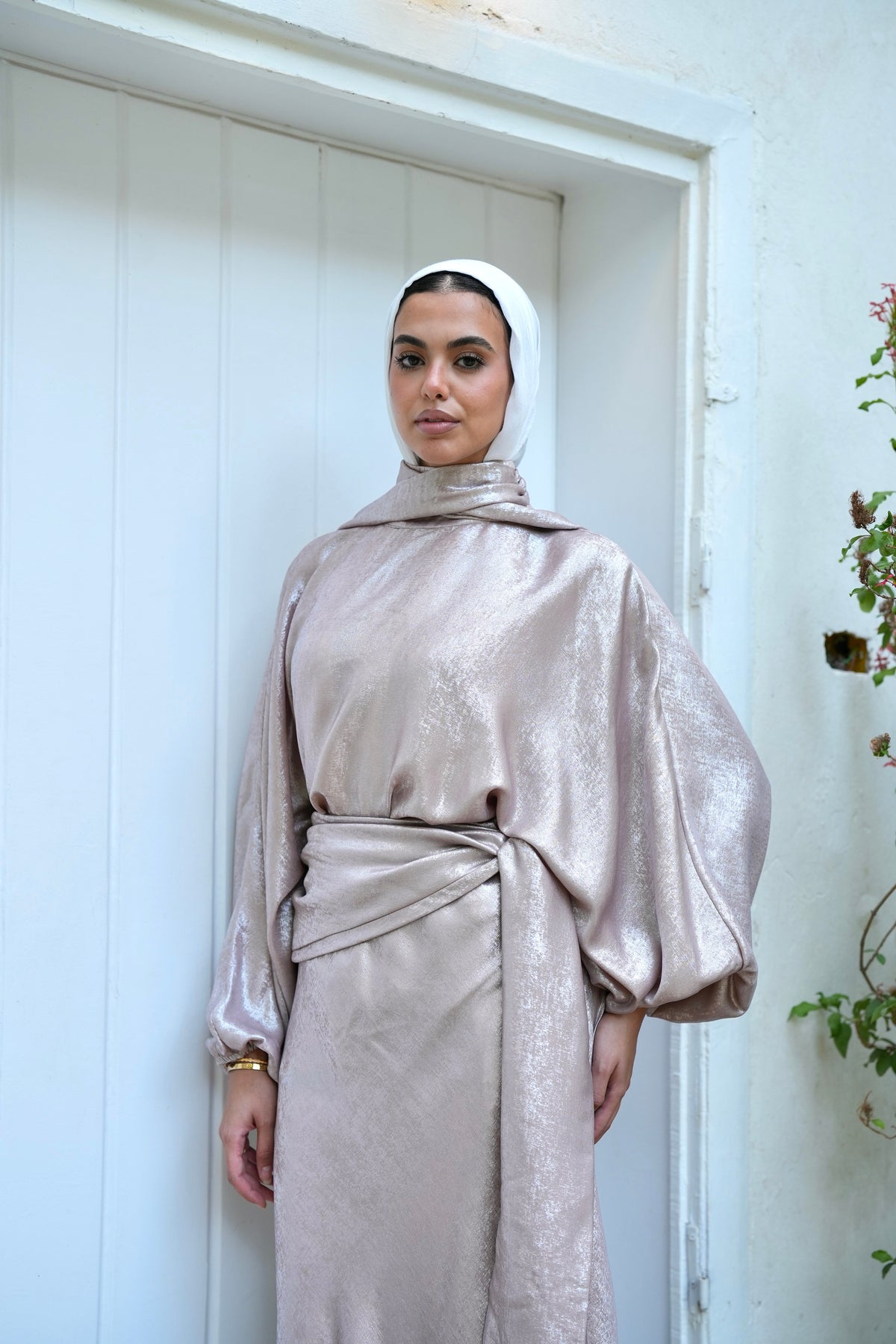 Naya Shimmer Wrap Set in Rose