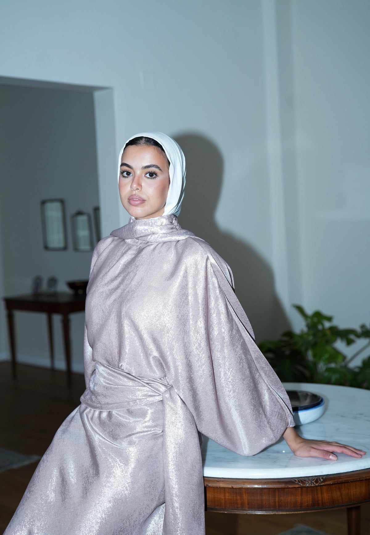 Naya Shimmer Wrap Set in Rose