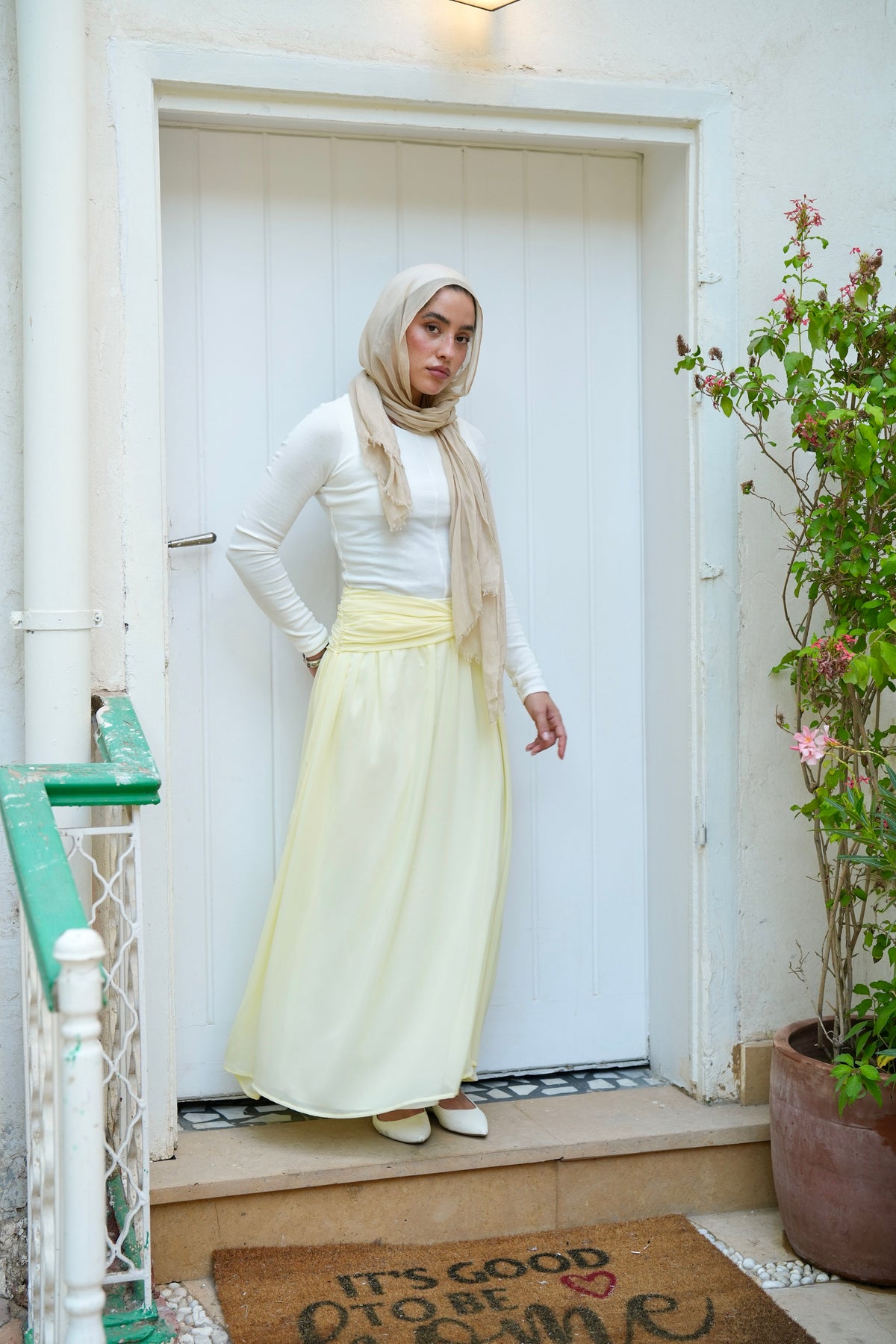 Ruby Twisted Skirt in Butter yellow