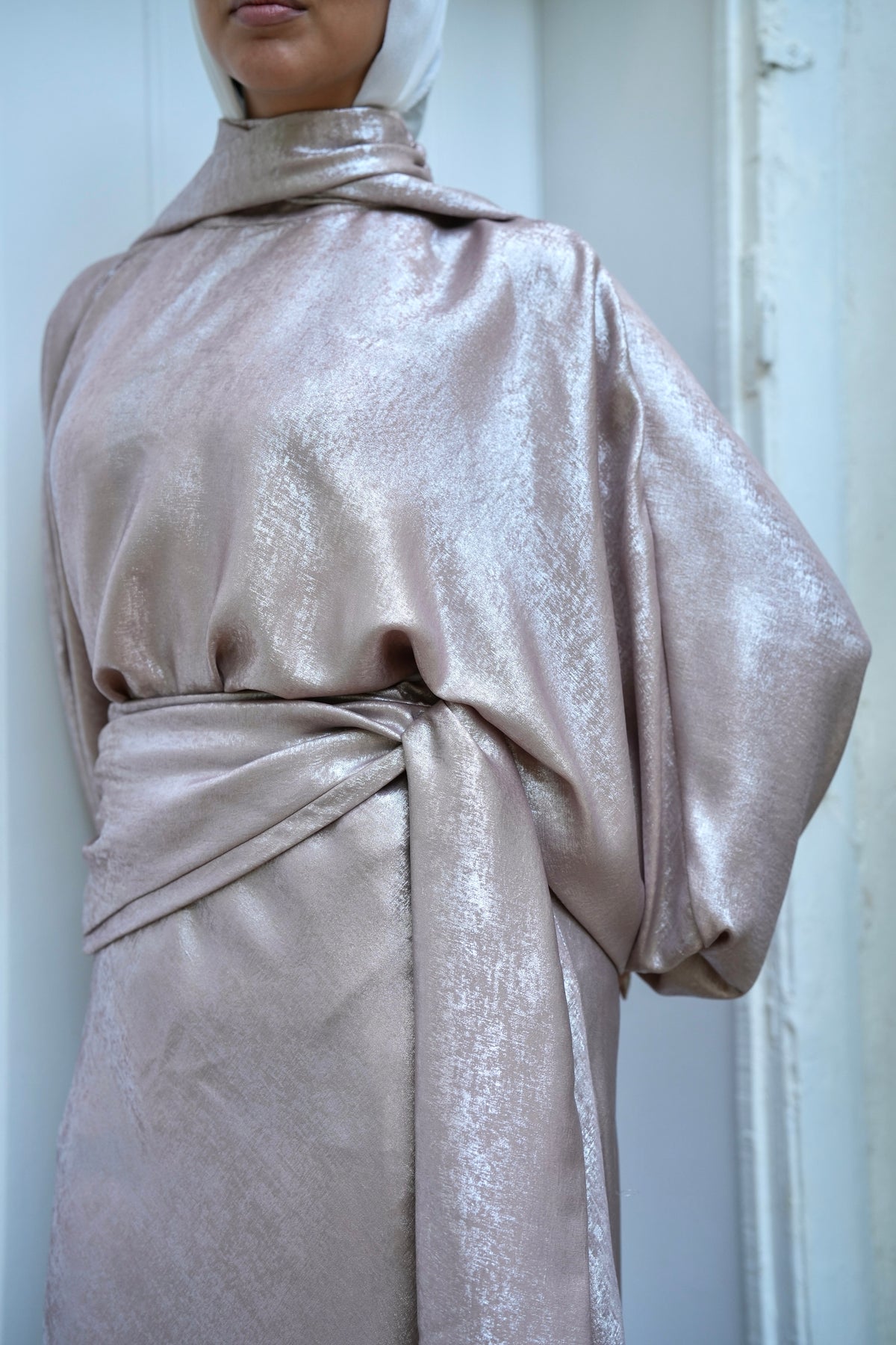 Naya Shimmer Wrap Set in Rose