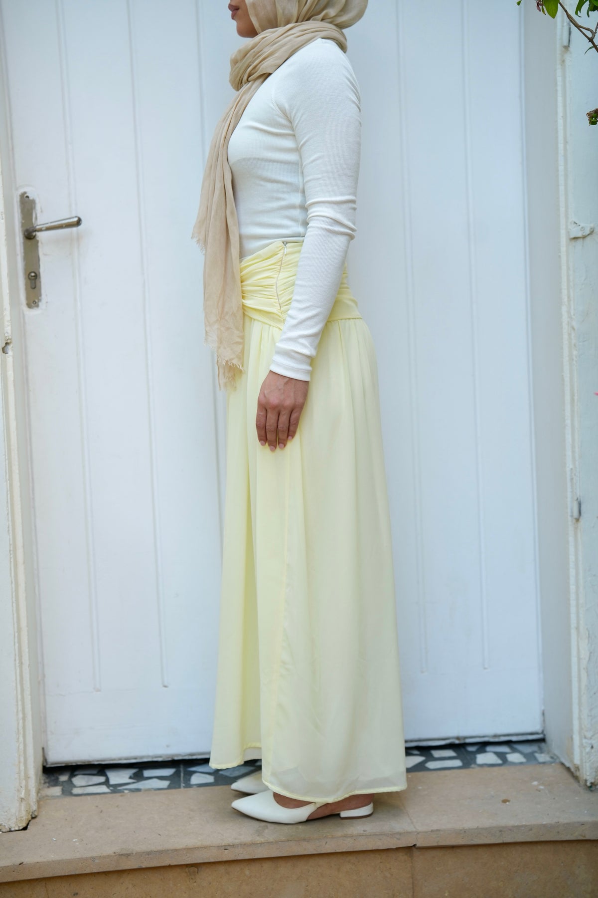 Ruby Twisted Skirt in Butter yellow
