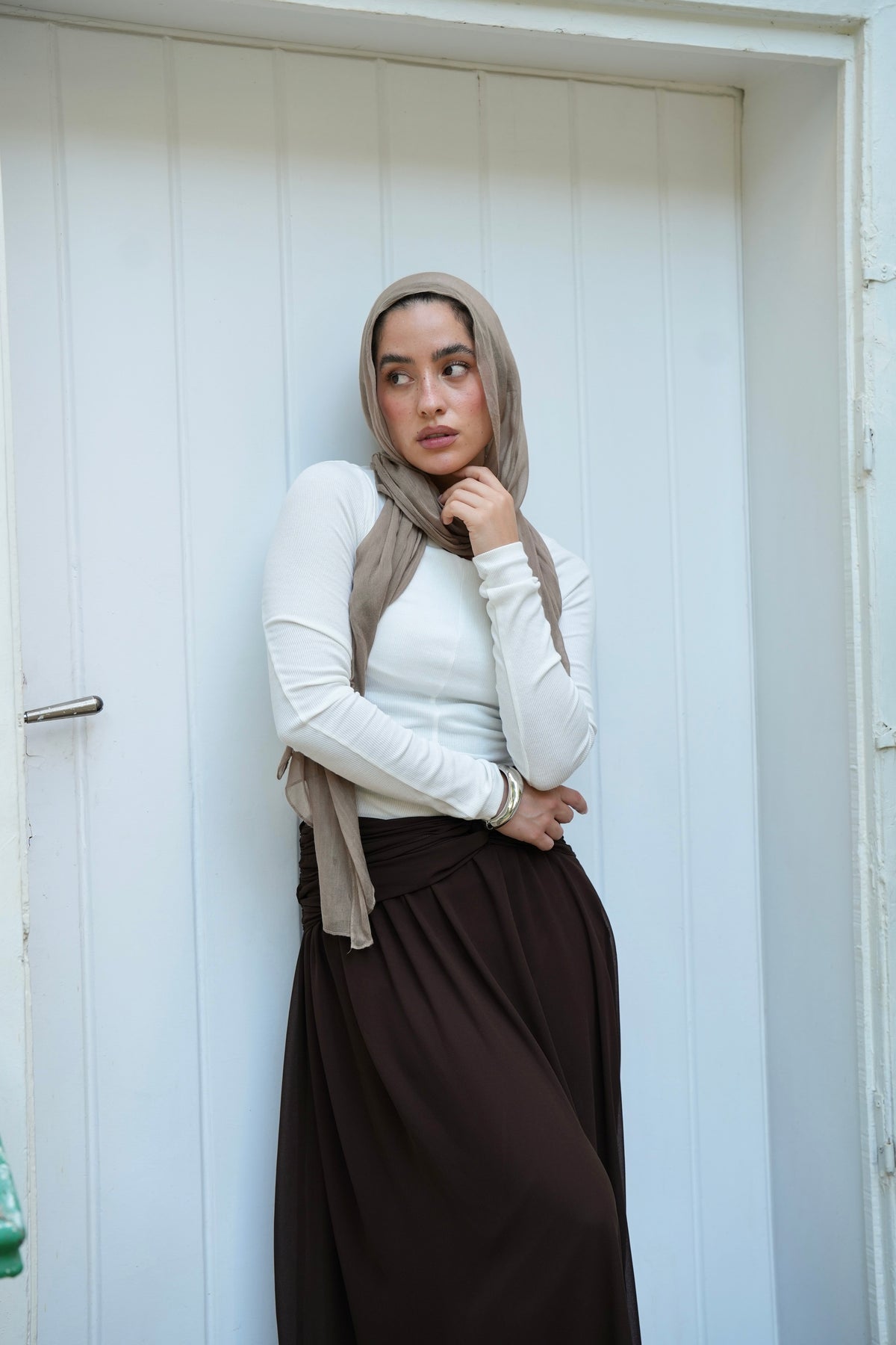 Ruby Twisted Skirt in Brown