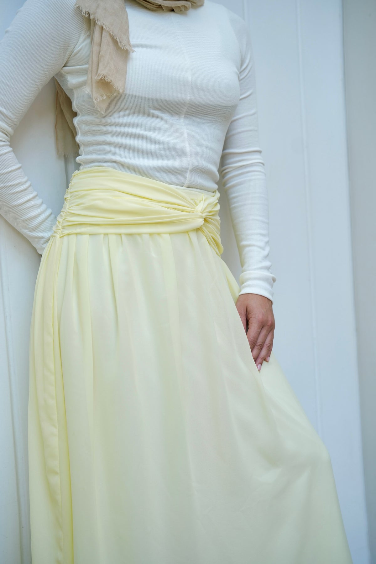 Ruby Twisted Skirt in Butter yellow