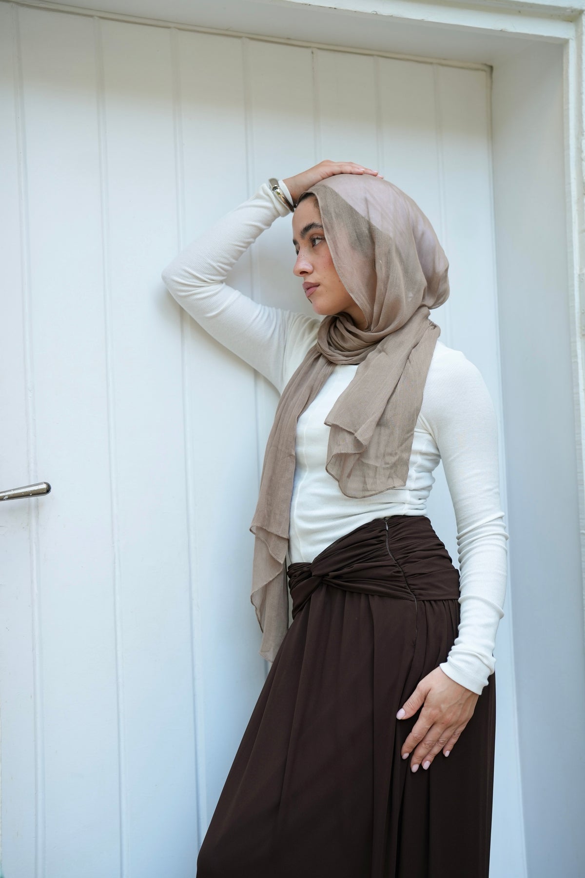 Ruby Twisted Skirt in Brown