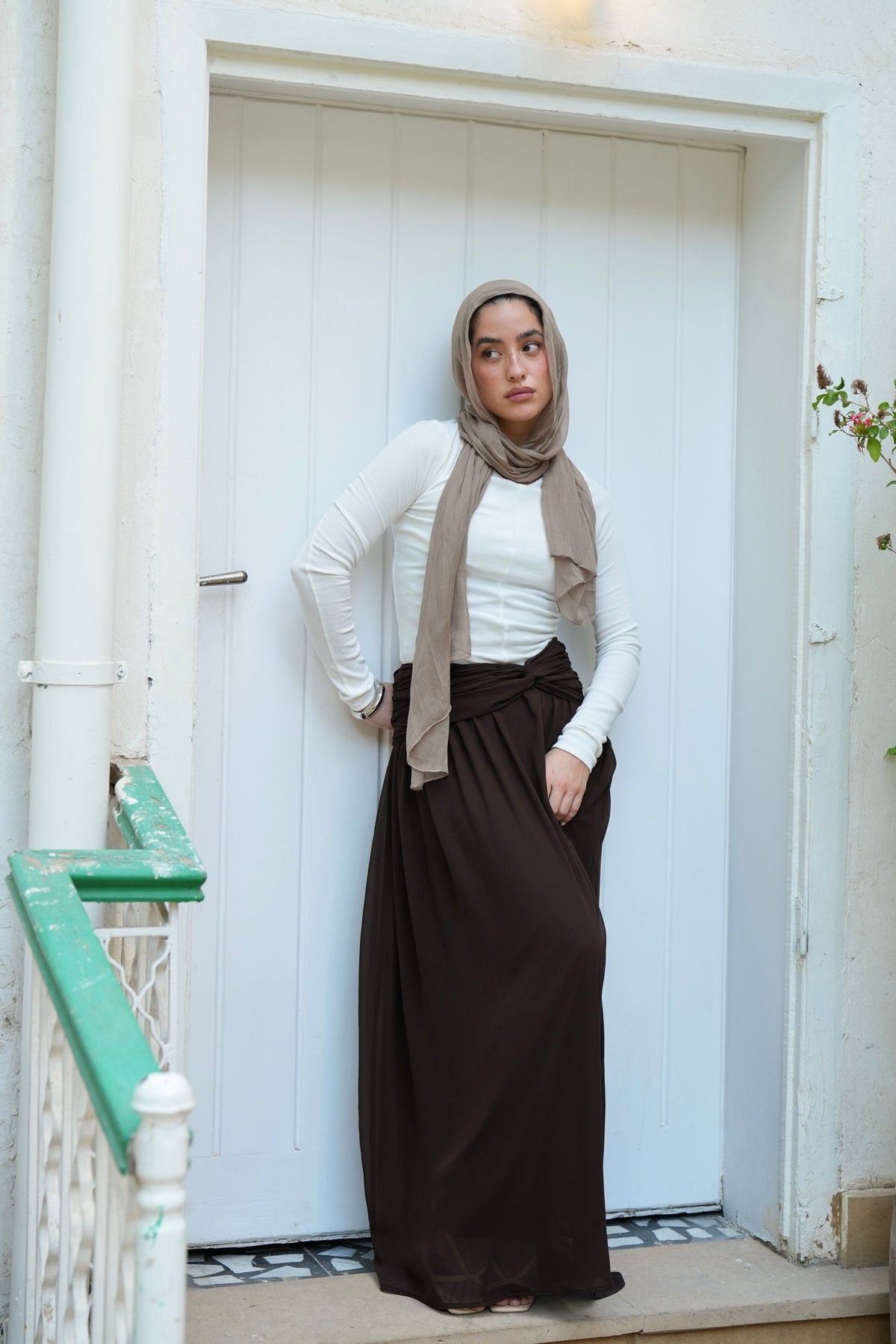 Ruby Twisted Skirt in Brown