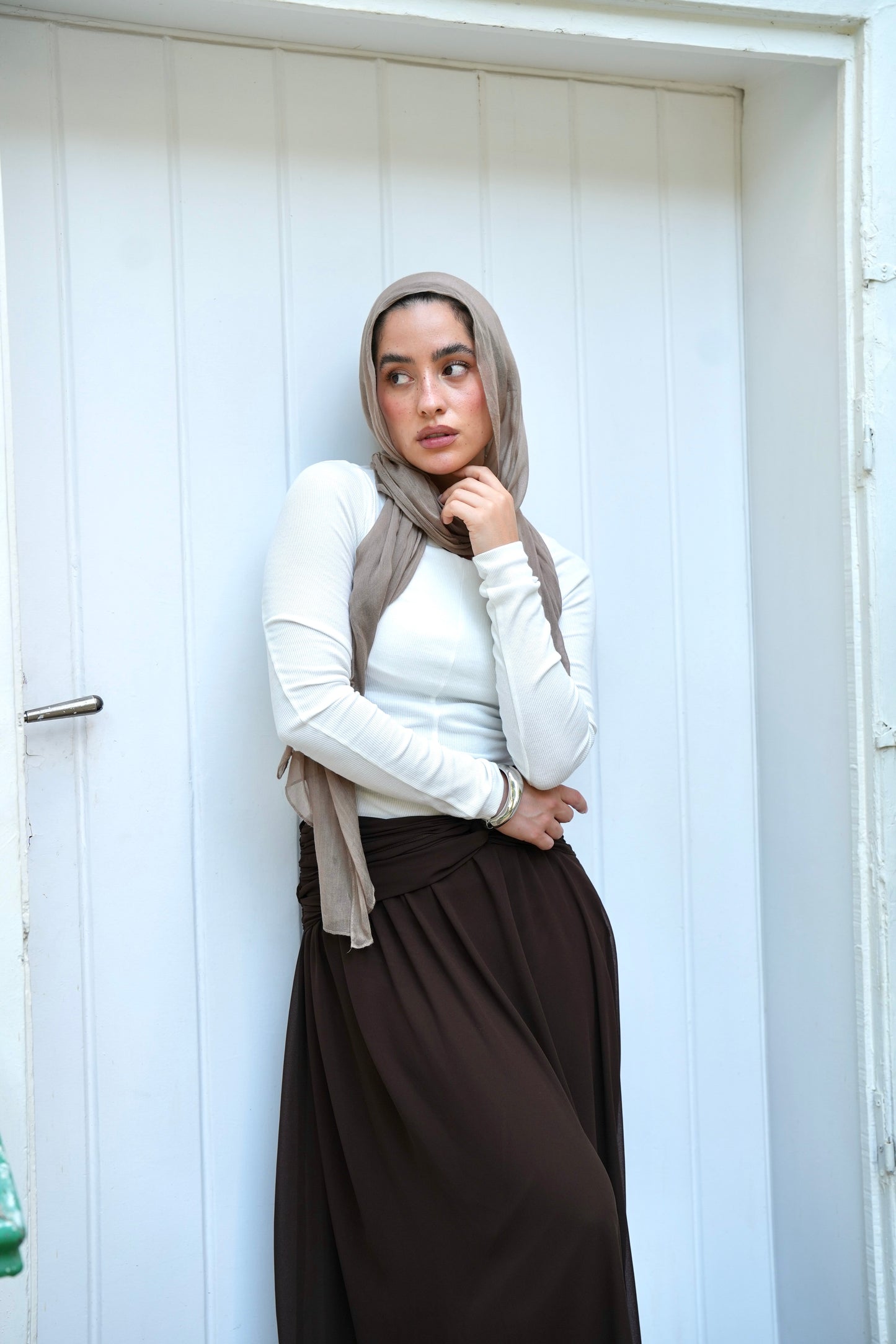 Ruby Twisted Skirt in Brown