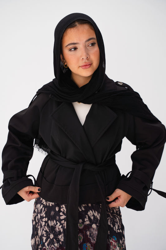 Cropped trench coat in Black